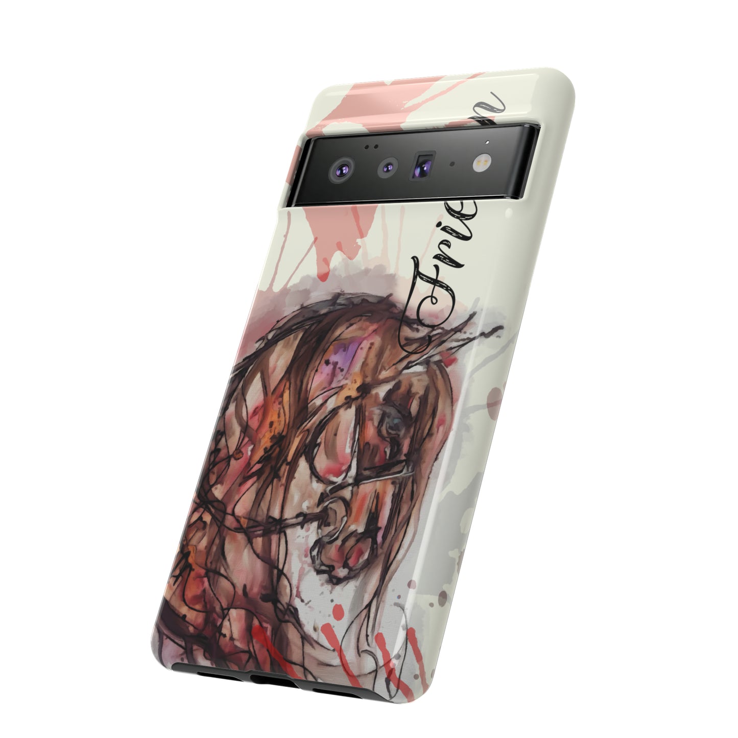 Friesian Watercolor Flower crown Horse Horse Lover Gift Study Tough Case Phone Case.