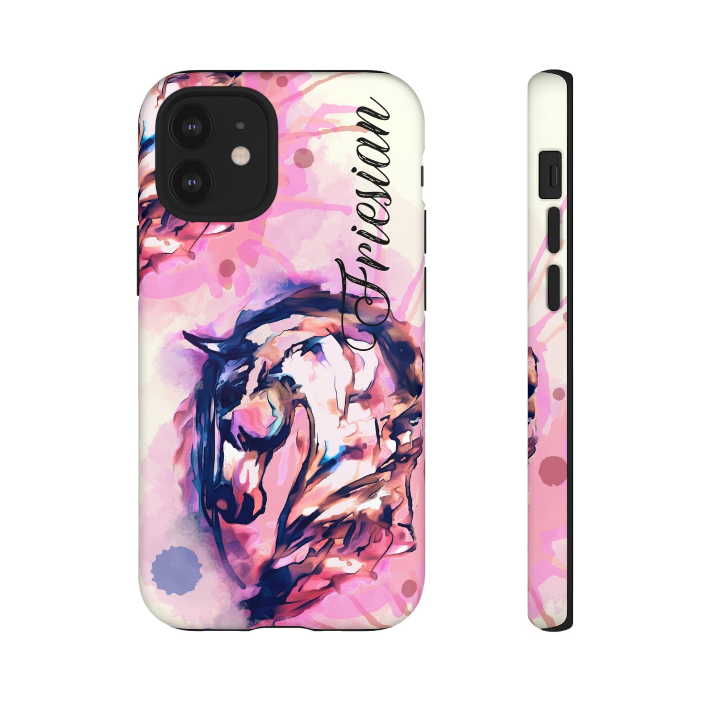 Friesian Watercolor Flower crown Horse Horse Lover Gift Study Tough Case Phone Case.