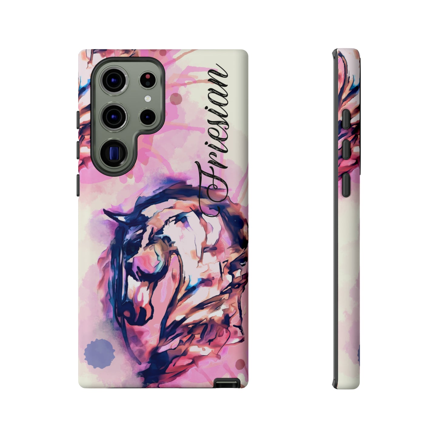 Friesian Watercolor Flower crown Horse Horse Lover Gift Study Tough Case Phone Case.