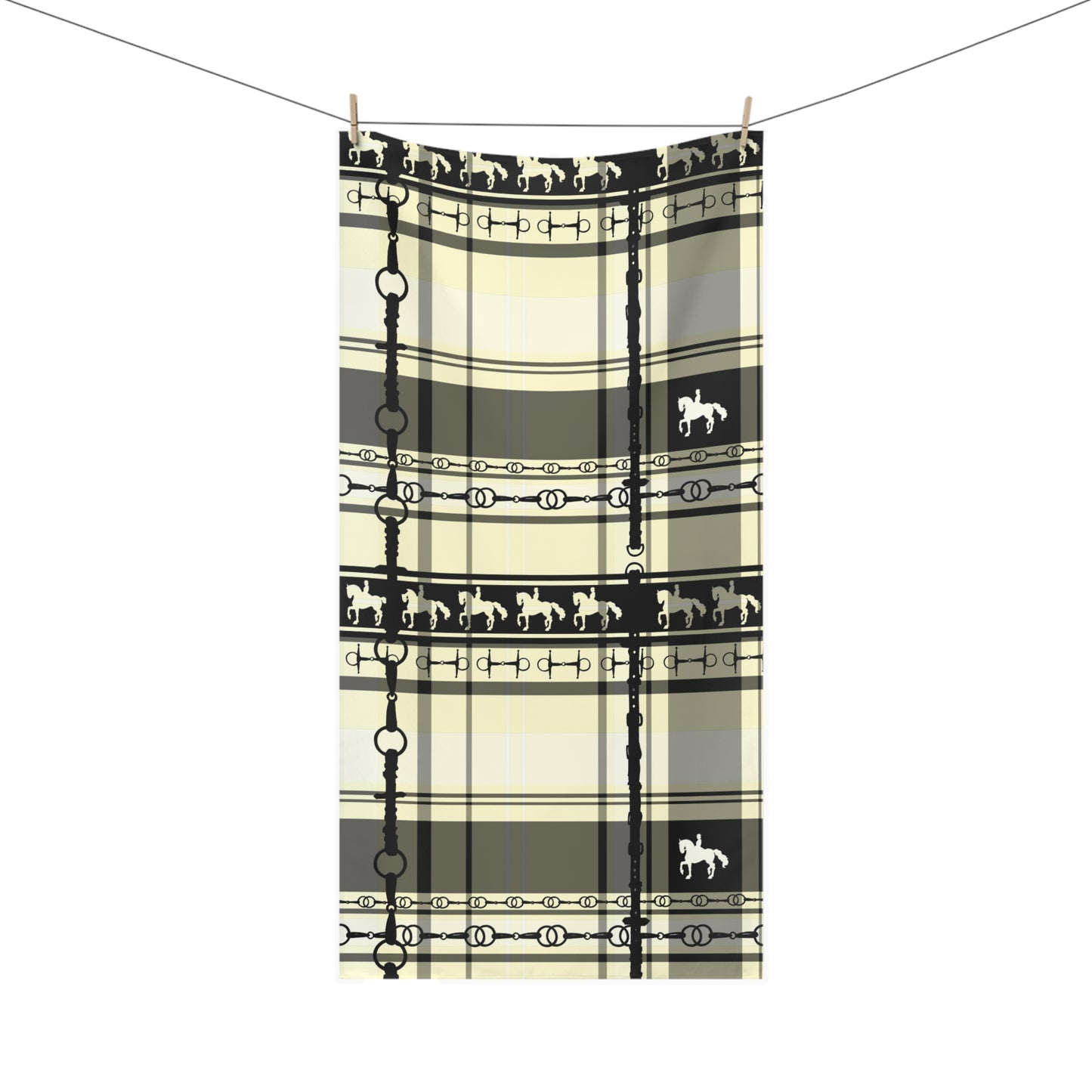 dressage Plaid with my snaffle Bit and reins Artwork Horse Luxury Bath Towel