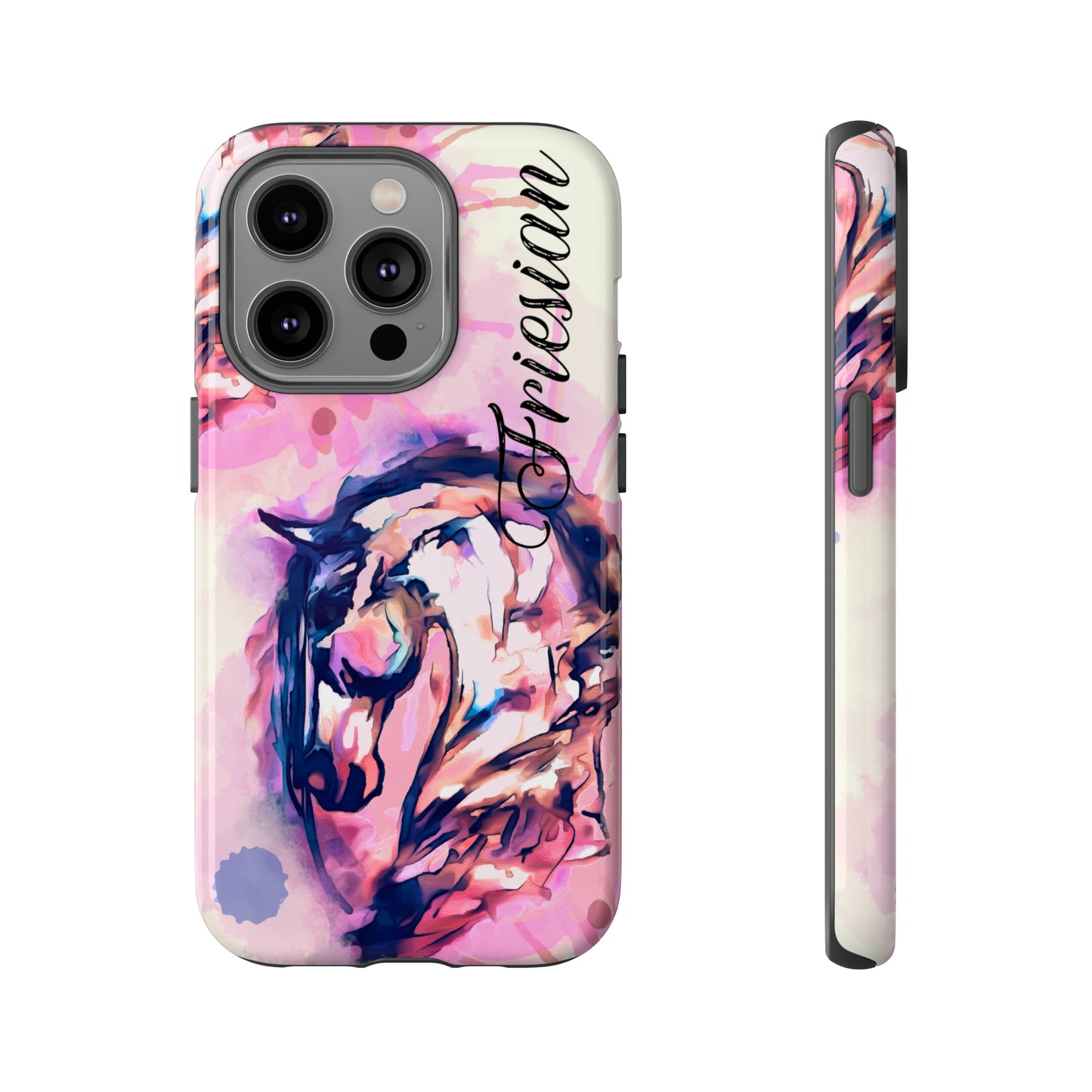 Friesian Watercolor Flower crown Horse Horse Lover Gift Study Tough Case Phone Case.