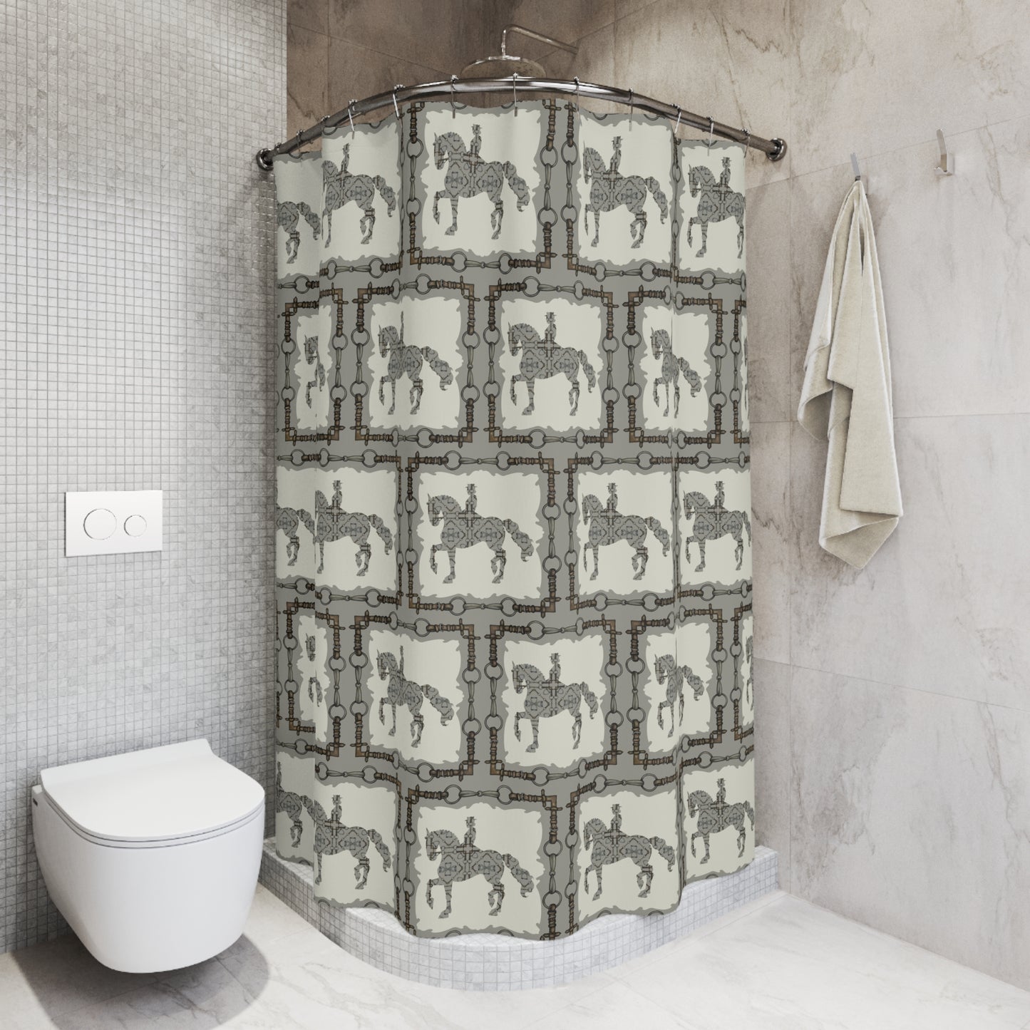 Classic Dressage Piaffe Polyester Shower . My artwork printed on a shower curtain