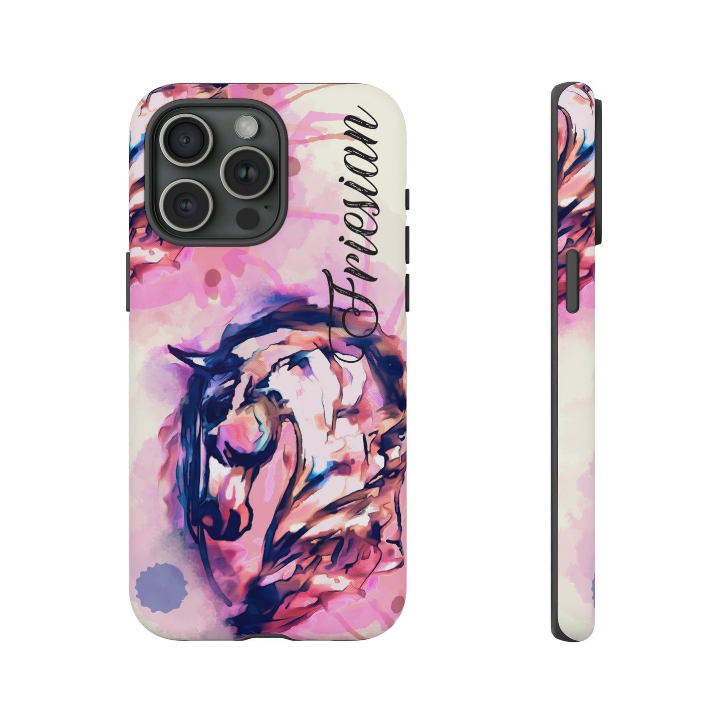 Friesian Watercolor Flower crown Horse Horse Lover Gift Study Tough Case Phone Case.