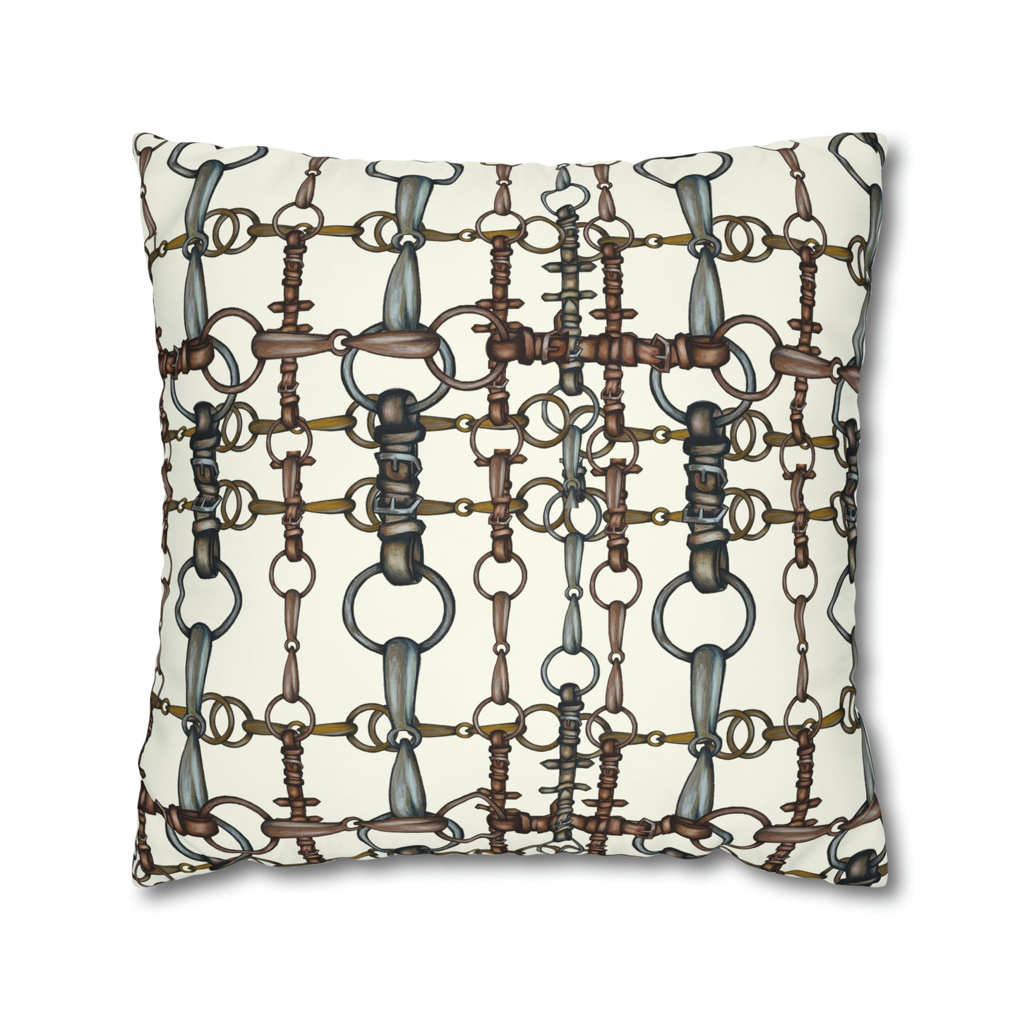 Double sided equestrian bit pattern Polyester Pillowcase 24x24