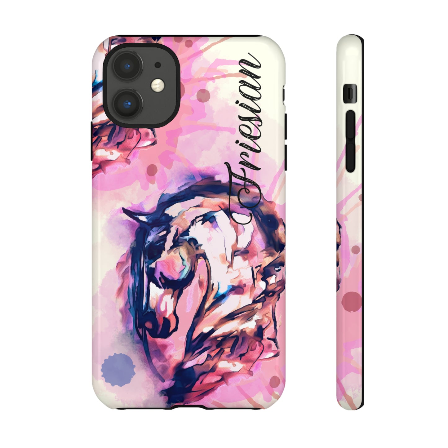 Friesian Watercolor Flower crown Horse Horse Lover Gift Study Tough Case Phone Case.