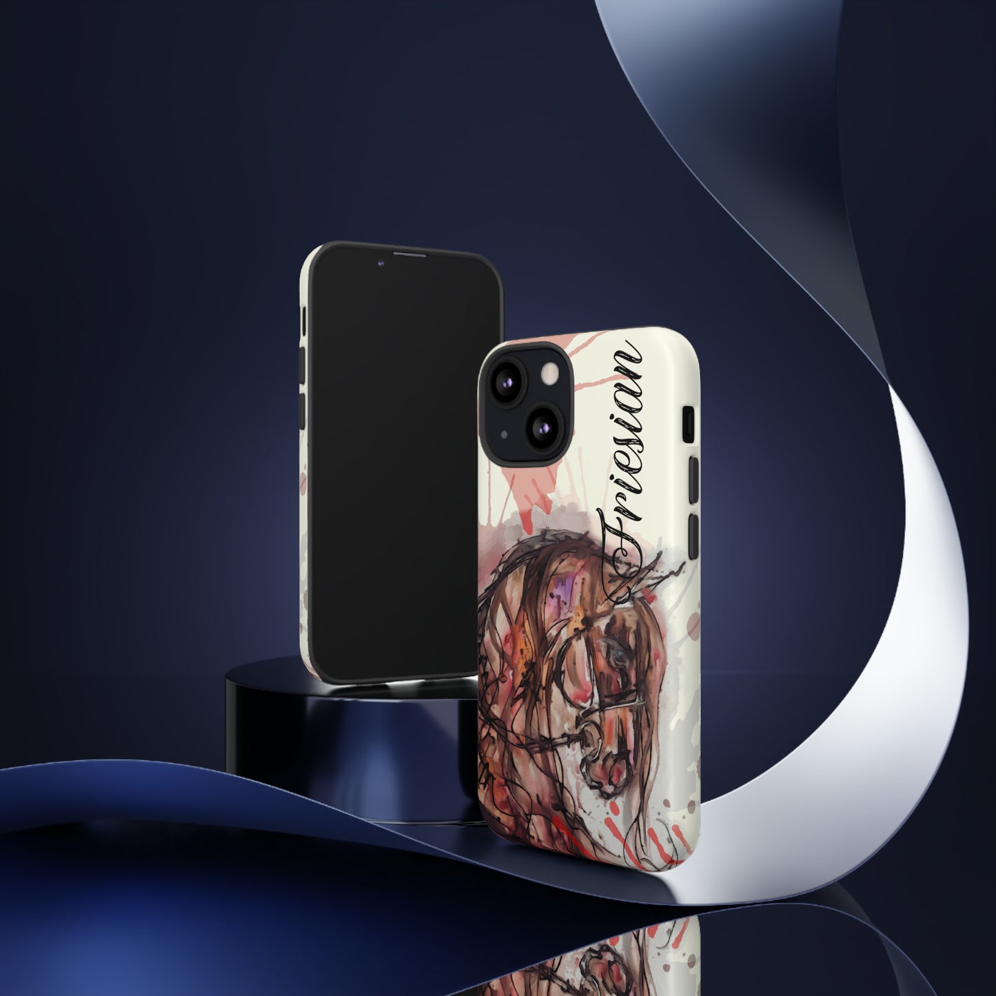 Friesian Watercolor Flower crown Horse Horse Lover Gift Study Tough Case Phone Case.