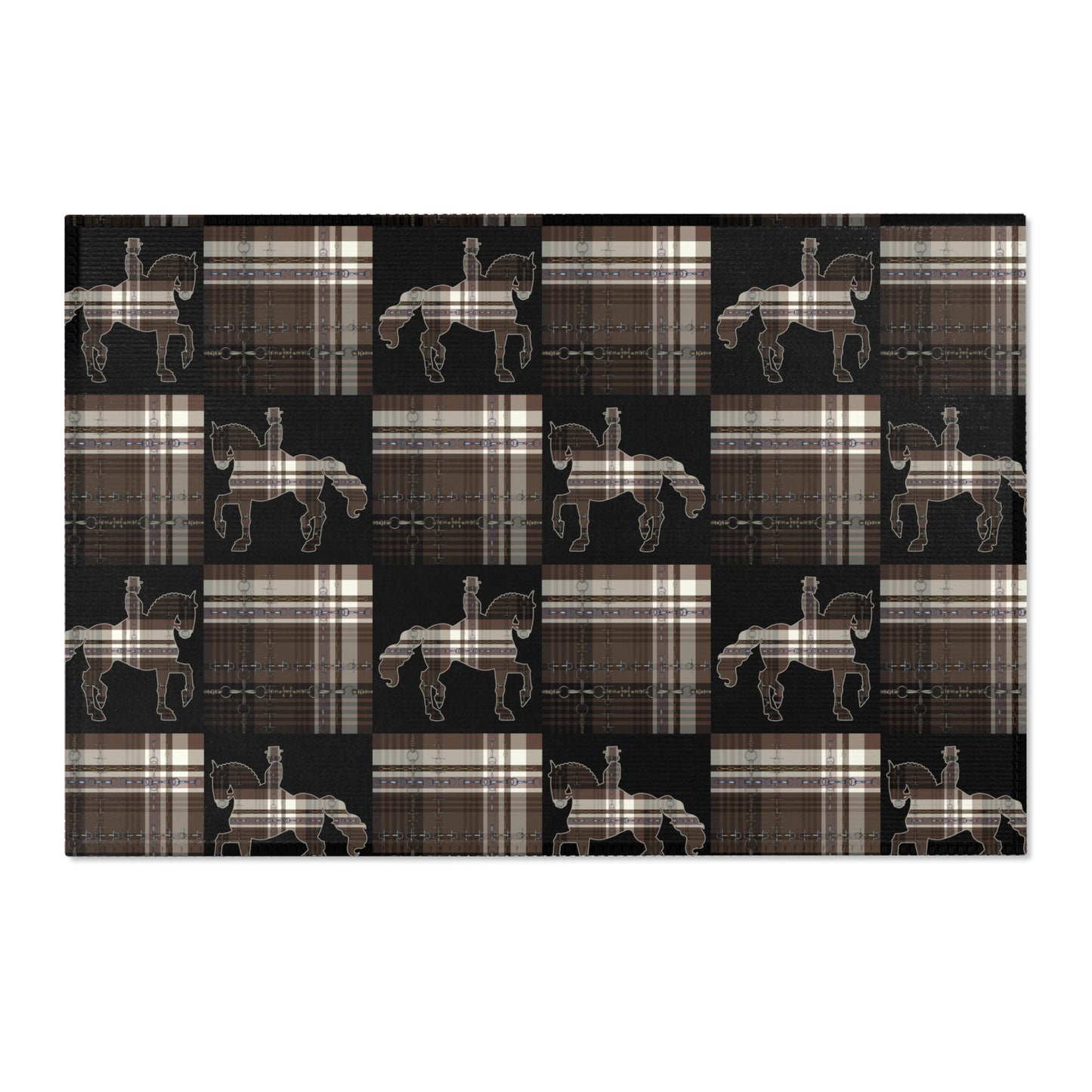 Dressage Piaffe snaffle Bit Plaid Rug - Show Stall Mat - Tack Room Rug - Horse Lovers Gift - Practice your Test Dressage Rug