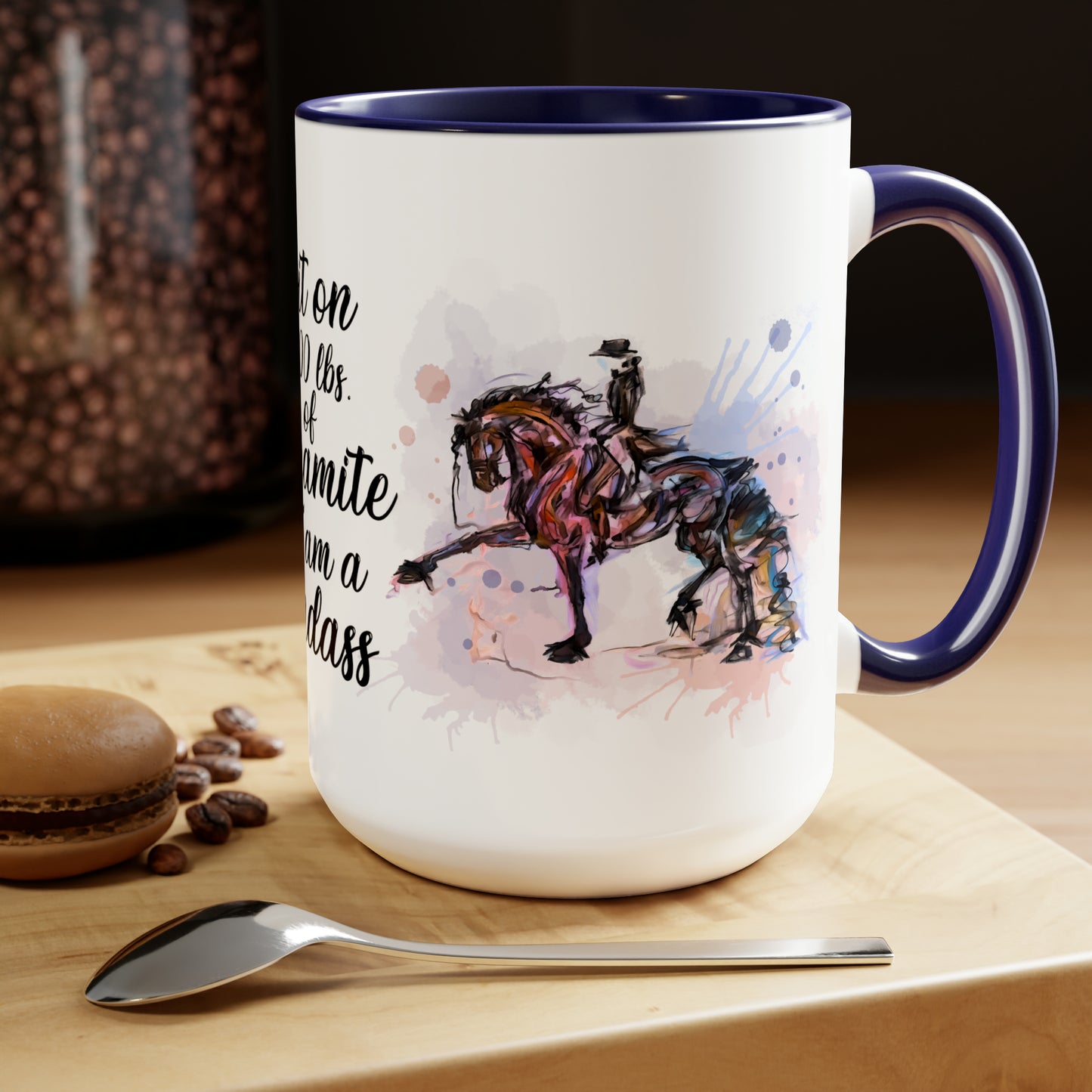 I am a Badass Watercolor Mug . Horse Lover Gift -Two-Tone Coffee Mugs, 15oz