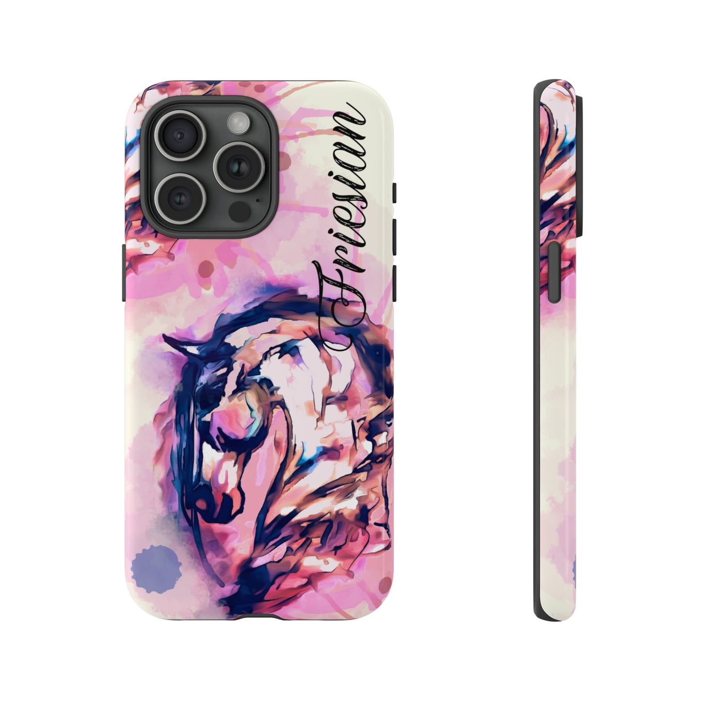 Friesian Watercolor Flower crown Horse Horse Lover Gift Study Tough Case Phone Case.