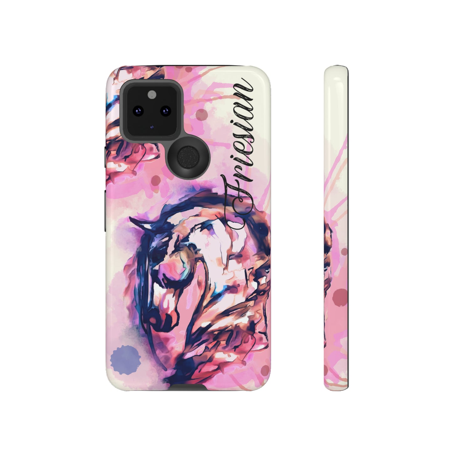 Friesian Watercolor Flower crown Horse Horse Lover Gift Study Tough Case Phone Case.