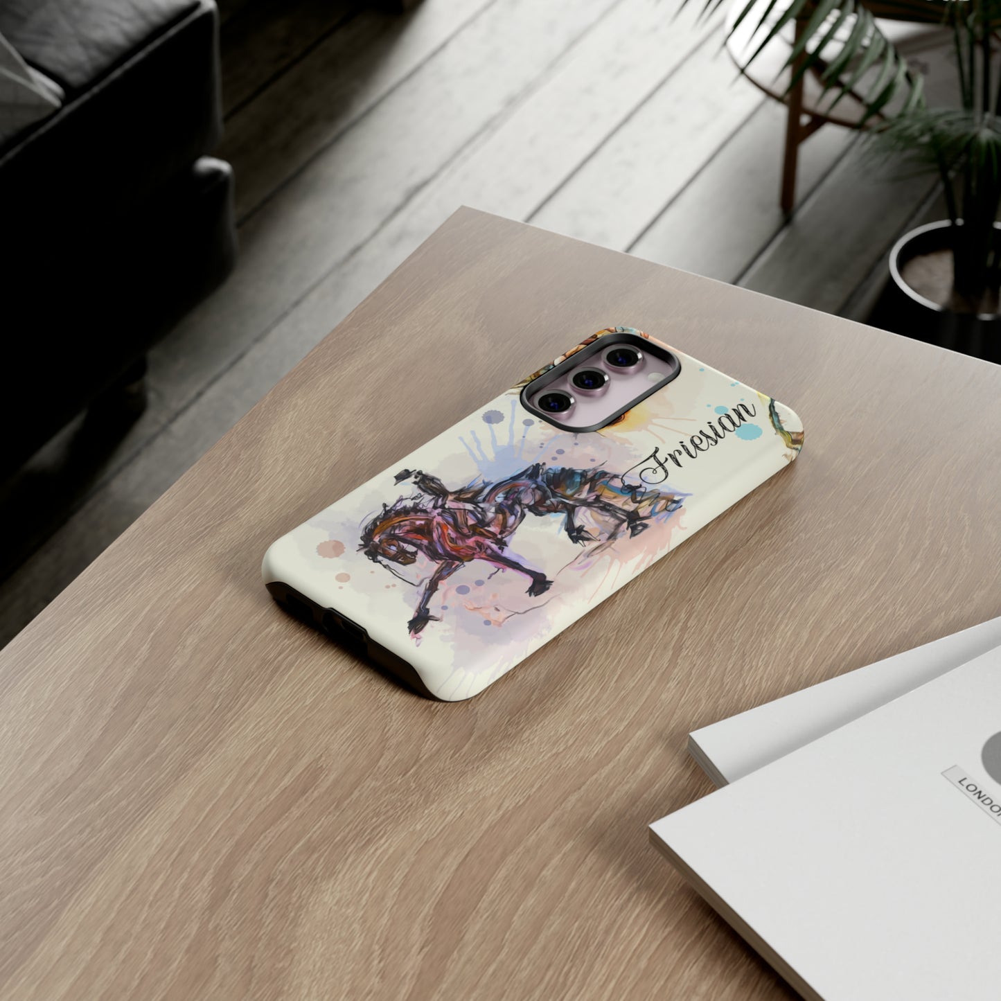 Friesian Watercolor Horse Horse Lover Gift Study Tough Case Phone Case.