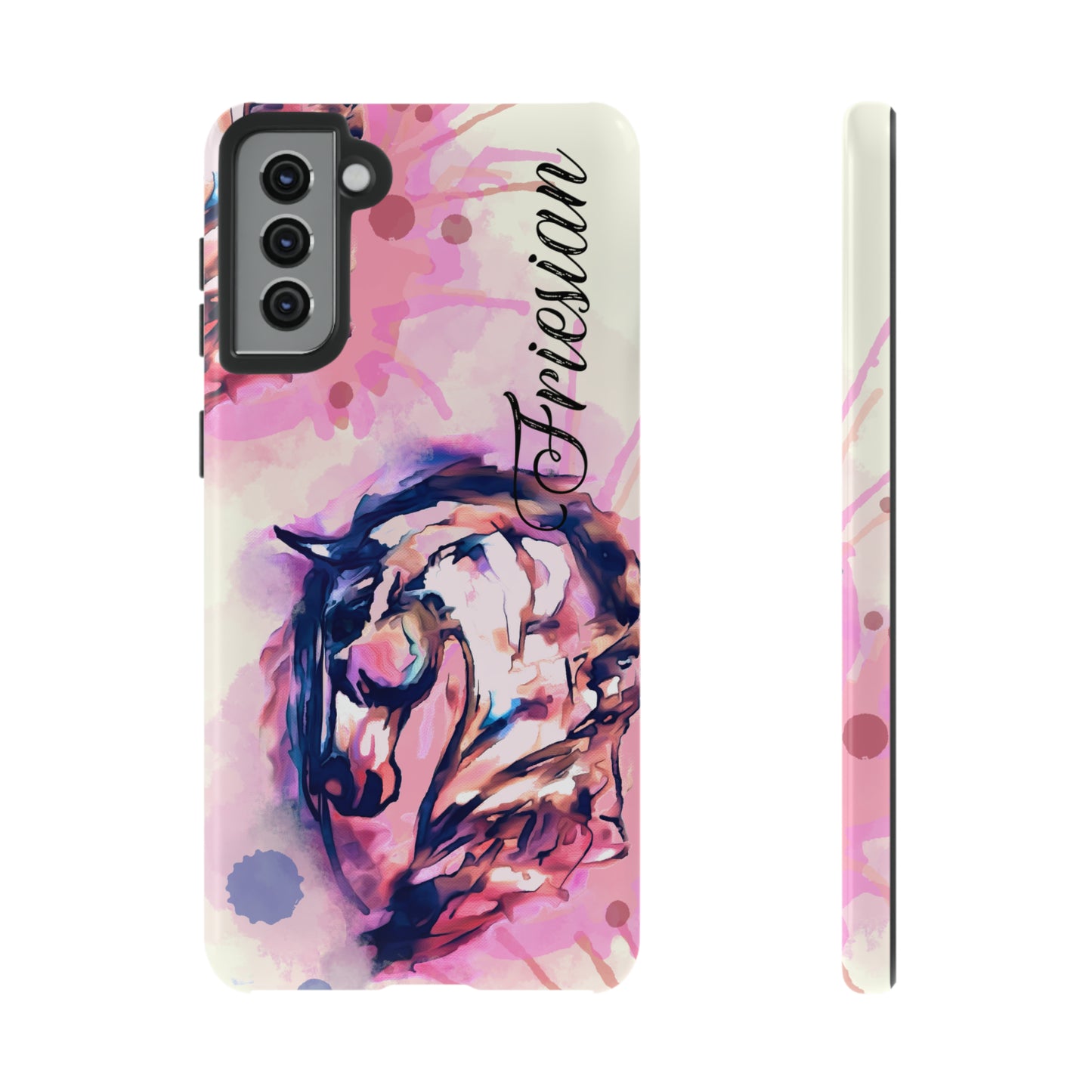 Friesian Watercolor Flower crown Horse Horse Lover Gift Study Tough Case Phone Case.
