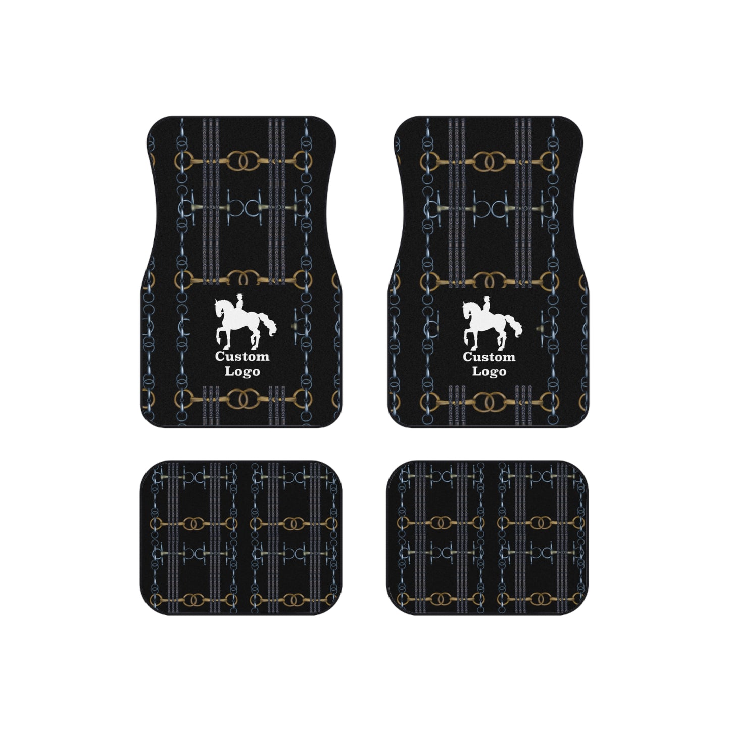 Customizable Reins and Bit Pattern Car Mats (Set of 4)
