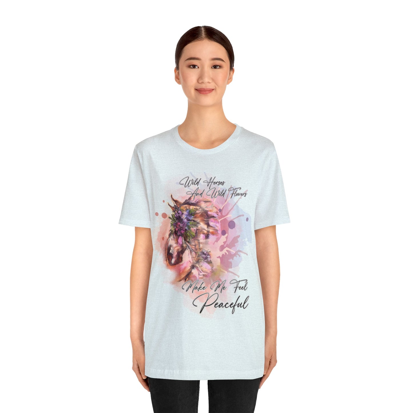 Inspirational Equestrian Horse and Flowers Art Unisex Jersey Short Sleeve Tee