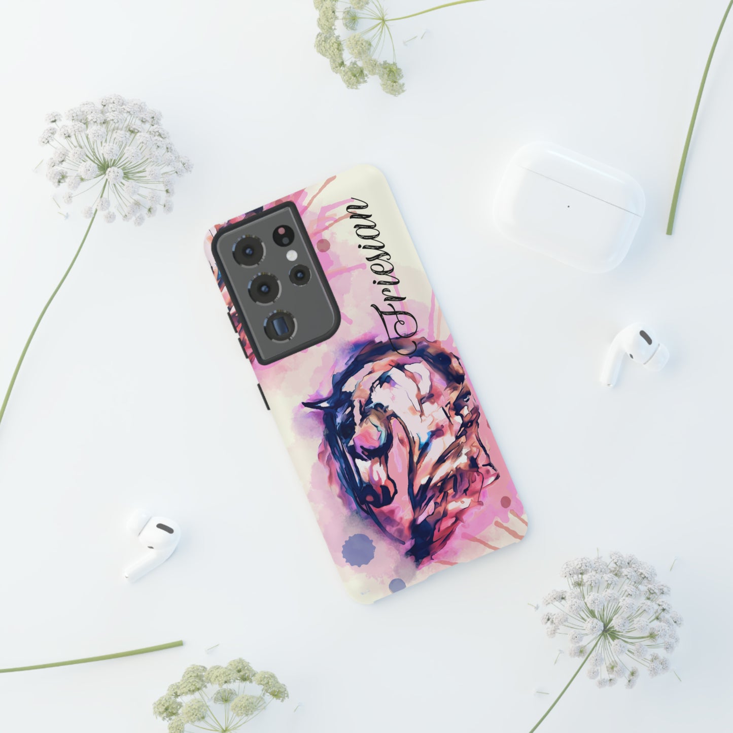 Friesian Watercolor Flower crown Horse Horse Lover Gift Study Tough Case Phone Case.