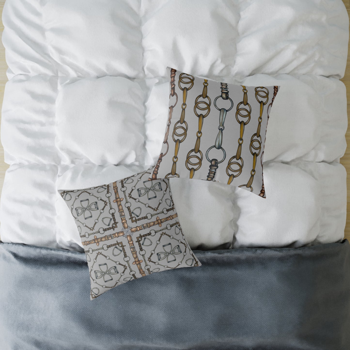 Snaffle Bit Equestrian Home Decor. Hunter Jumper Dressage Bit and Reins Pillow. My original Artwork printed on a pillow. 101 Bits co