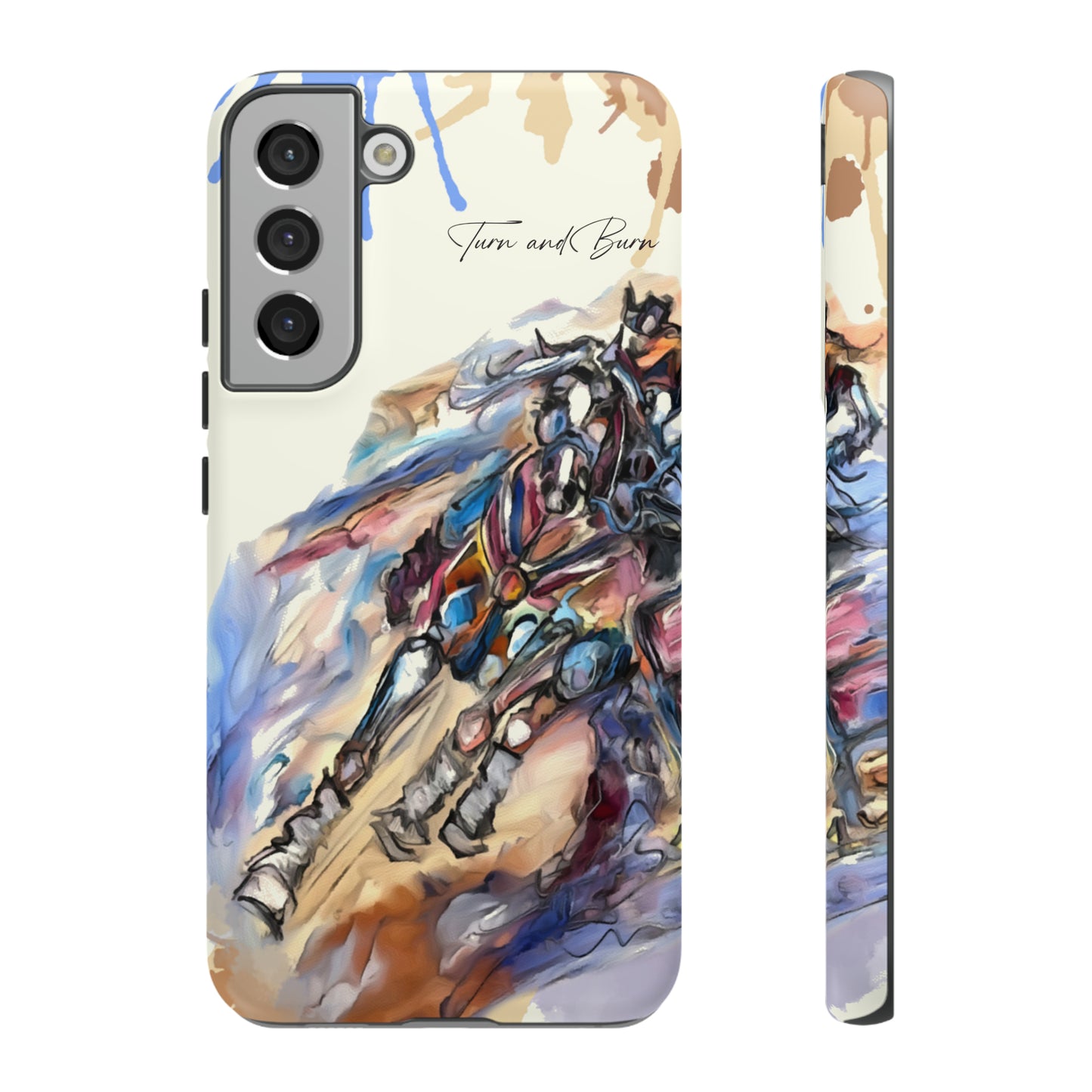 Barrel Racer Art Turn and Burn Watercolor Horse Horse Lover Gift Study Tough Case Phone Case.