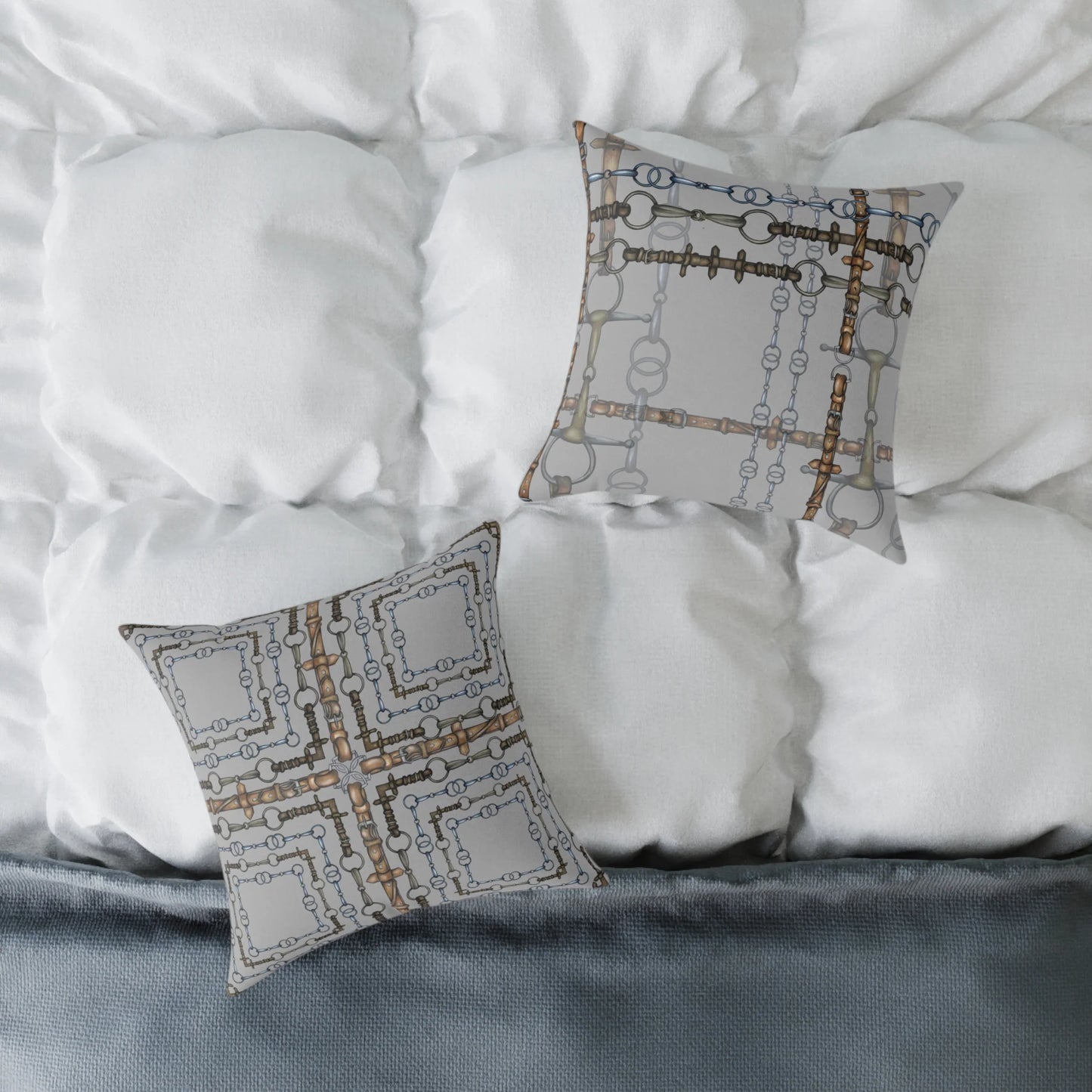Gray Bit Box Double Sided Equestrian Chaos Bit Pillow Case