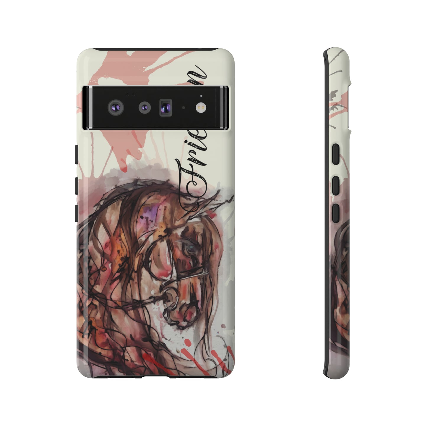 Friesian Watercolor Flower crown Horse Horse Lover Gift Study Tough Case Phone Case.