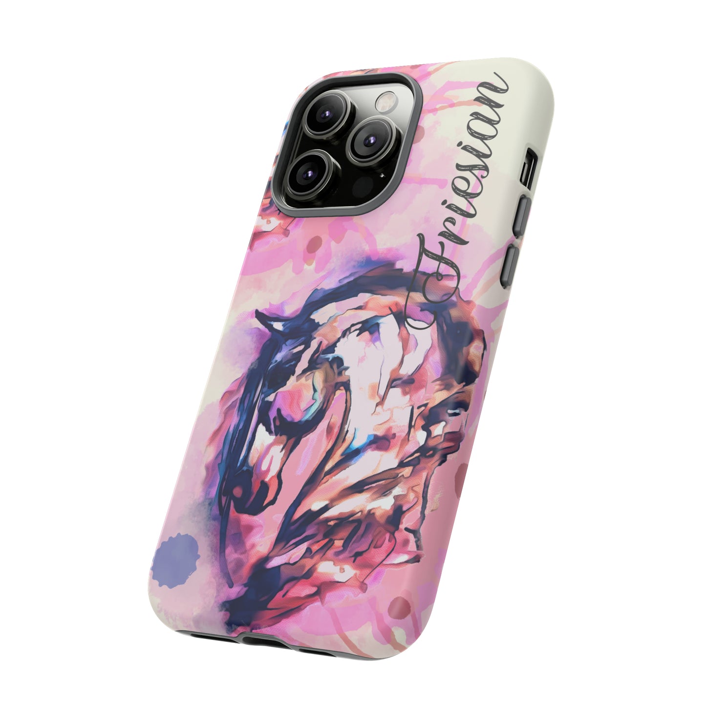 Friesian Watercolor Flower crown Horse Horse Lover Gift Study Tough Case Phone Case.
