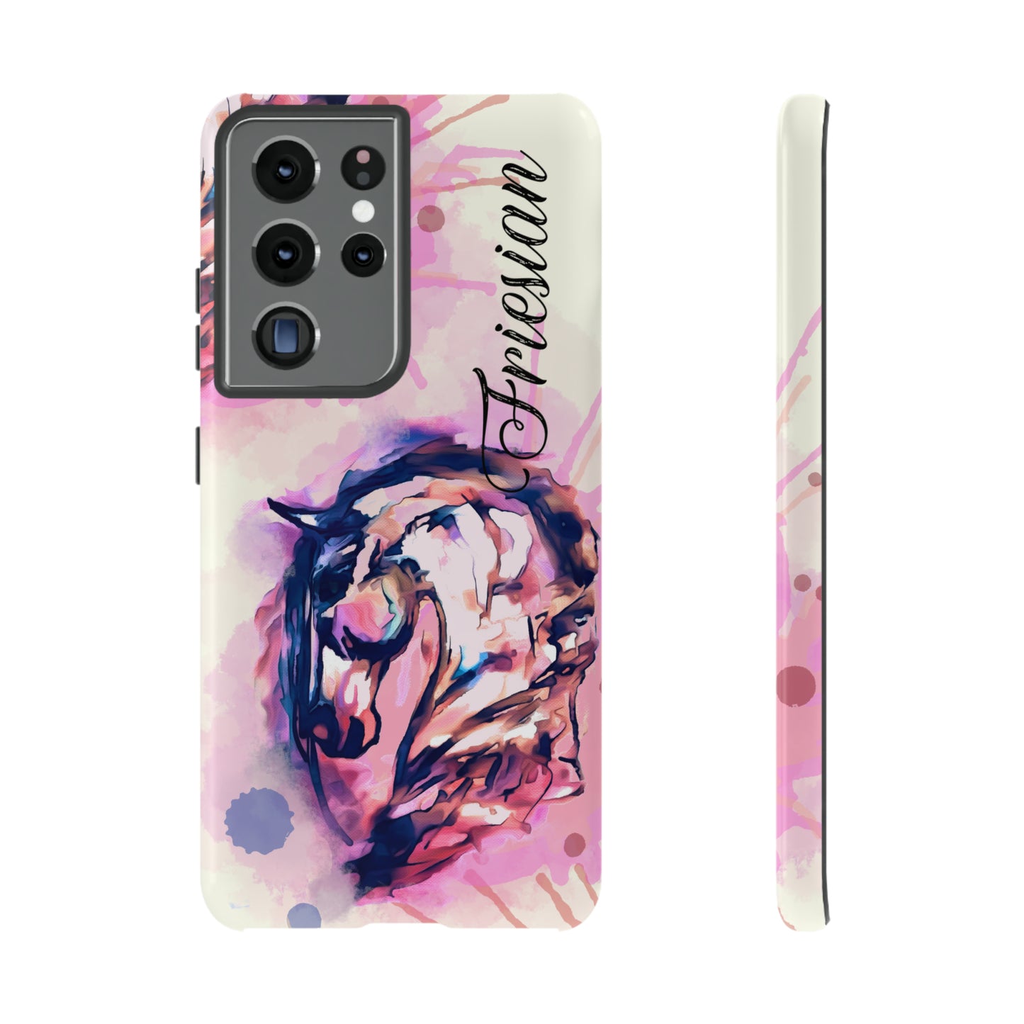 Friesian Watercolor Flower crown Horse Horse Lover Gift Study Tough Case Phone Case.