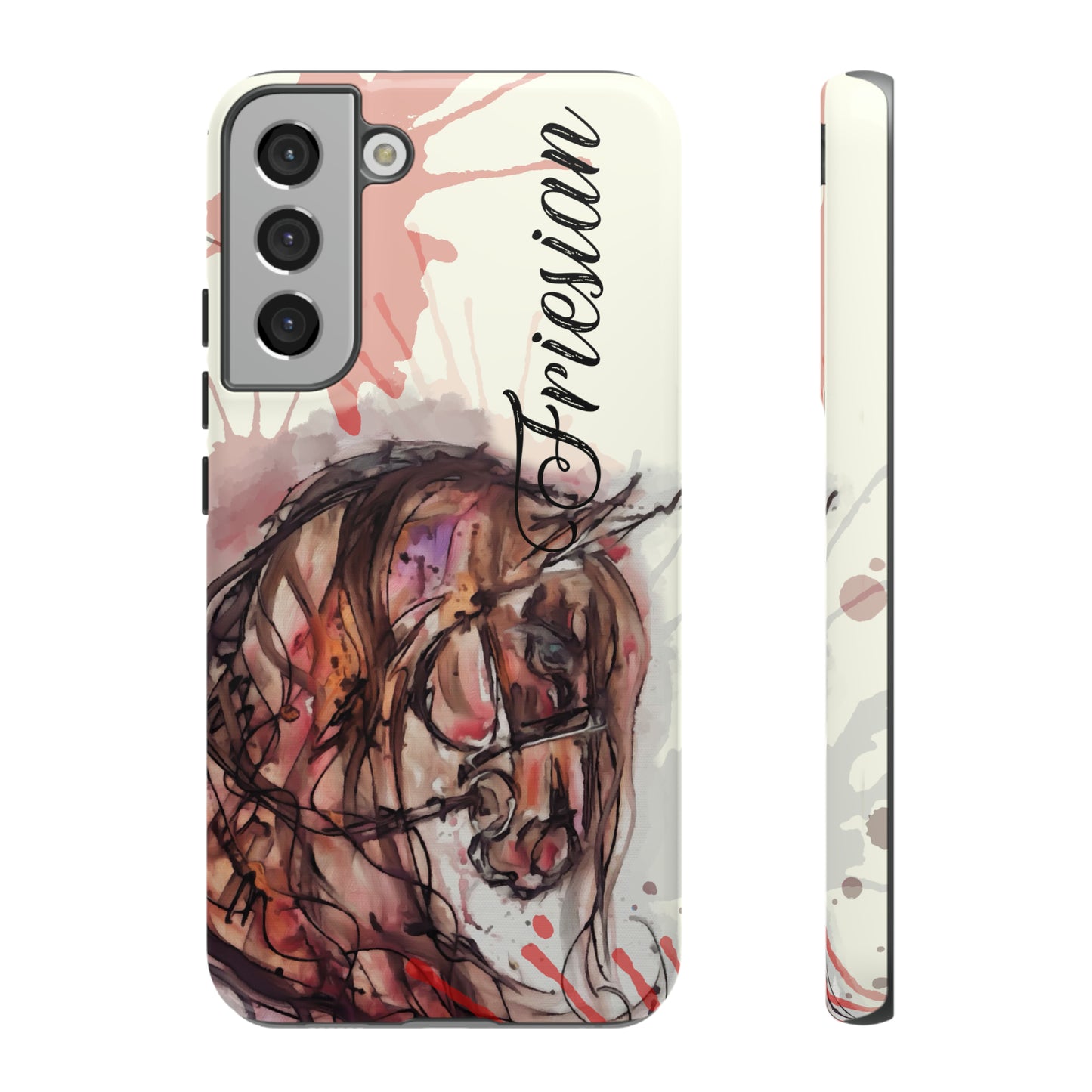 Friesian Watercolor Flower crown Horse Horse Lover Gift Study Tough Case Phone Case.