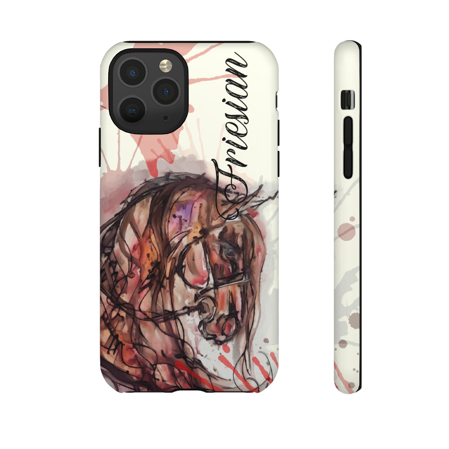 Friesian Watercolor Flower crown Horse Horse Lover Gift Study Tough Case Phone Case.