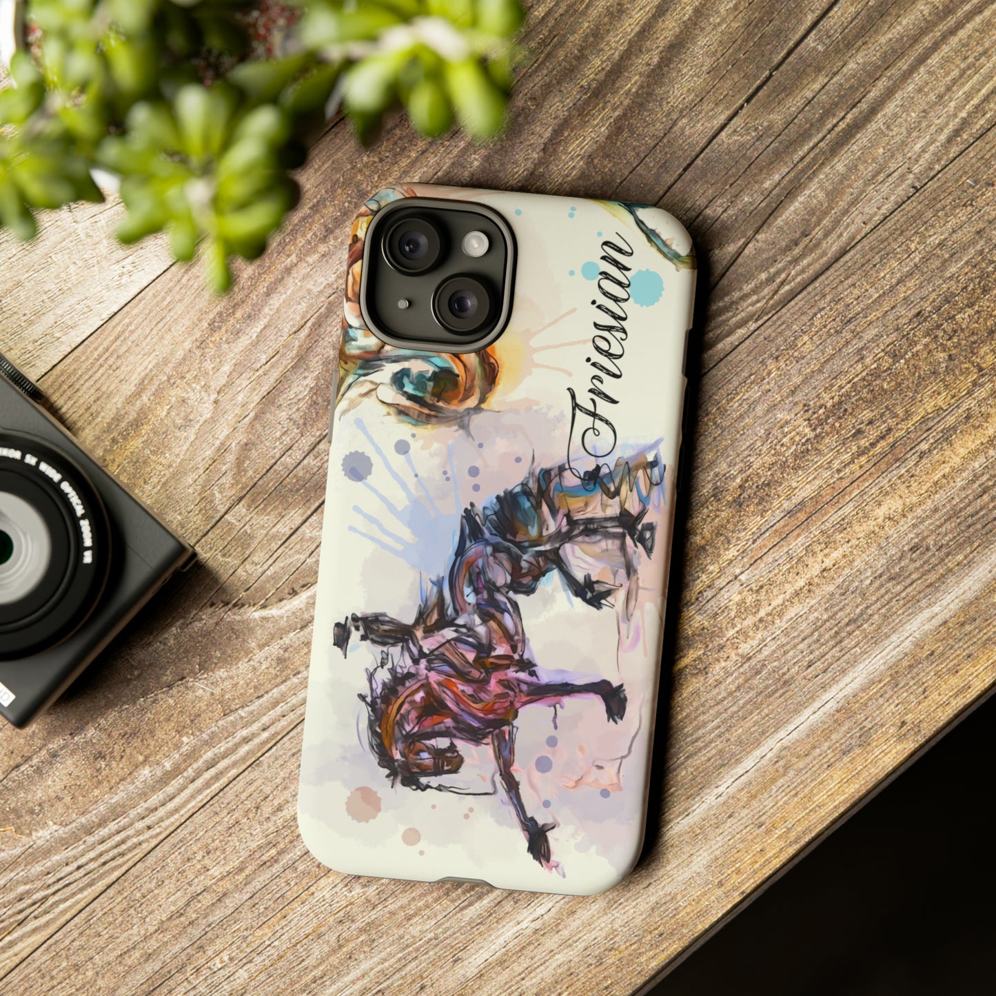 Friesian Watercolor Horse Horse Lover Gift Study Tough Case Phone Case.