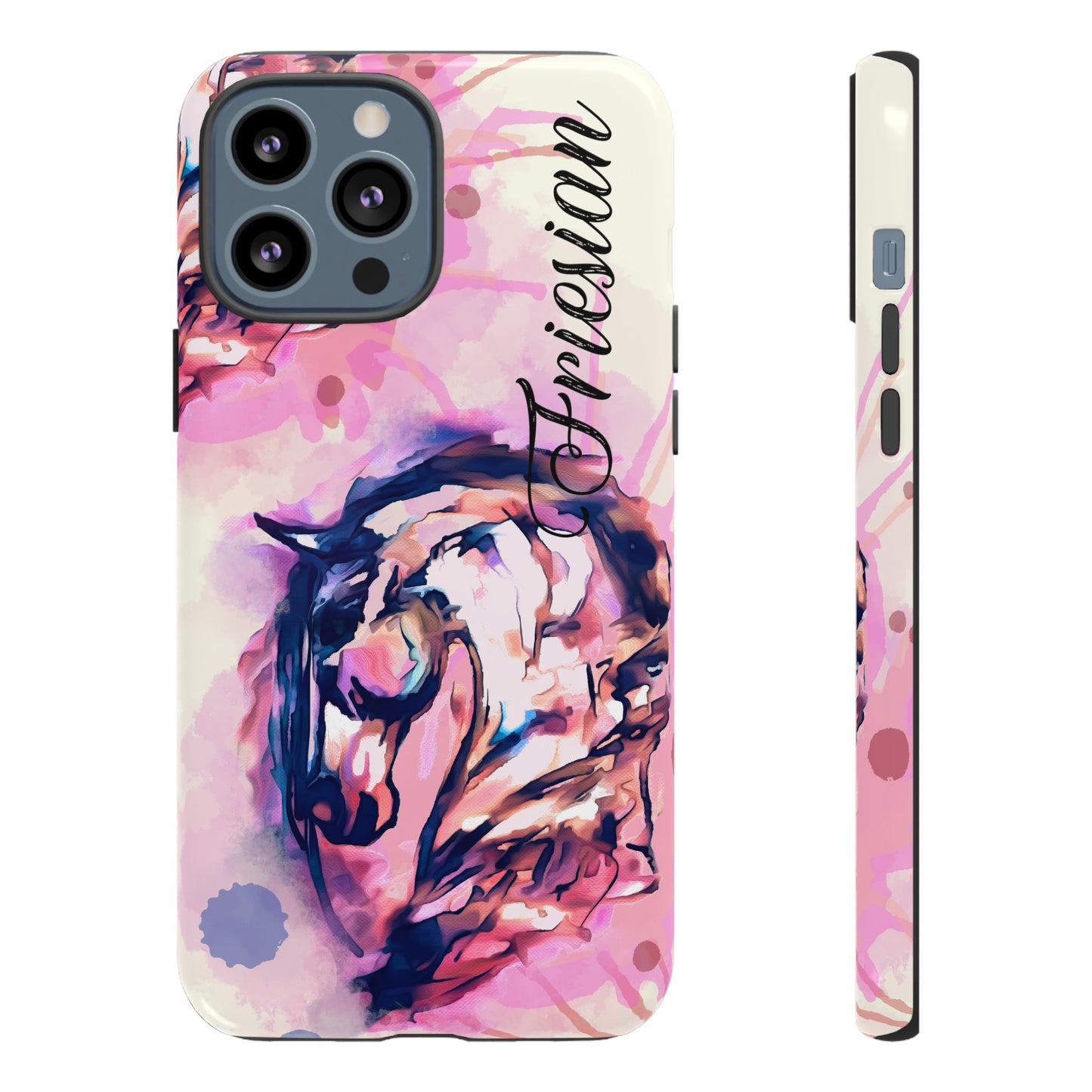 Friesian Watercolor Flower crown Horse Horse Lover Gift Study Tough Case Phone Case.