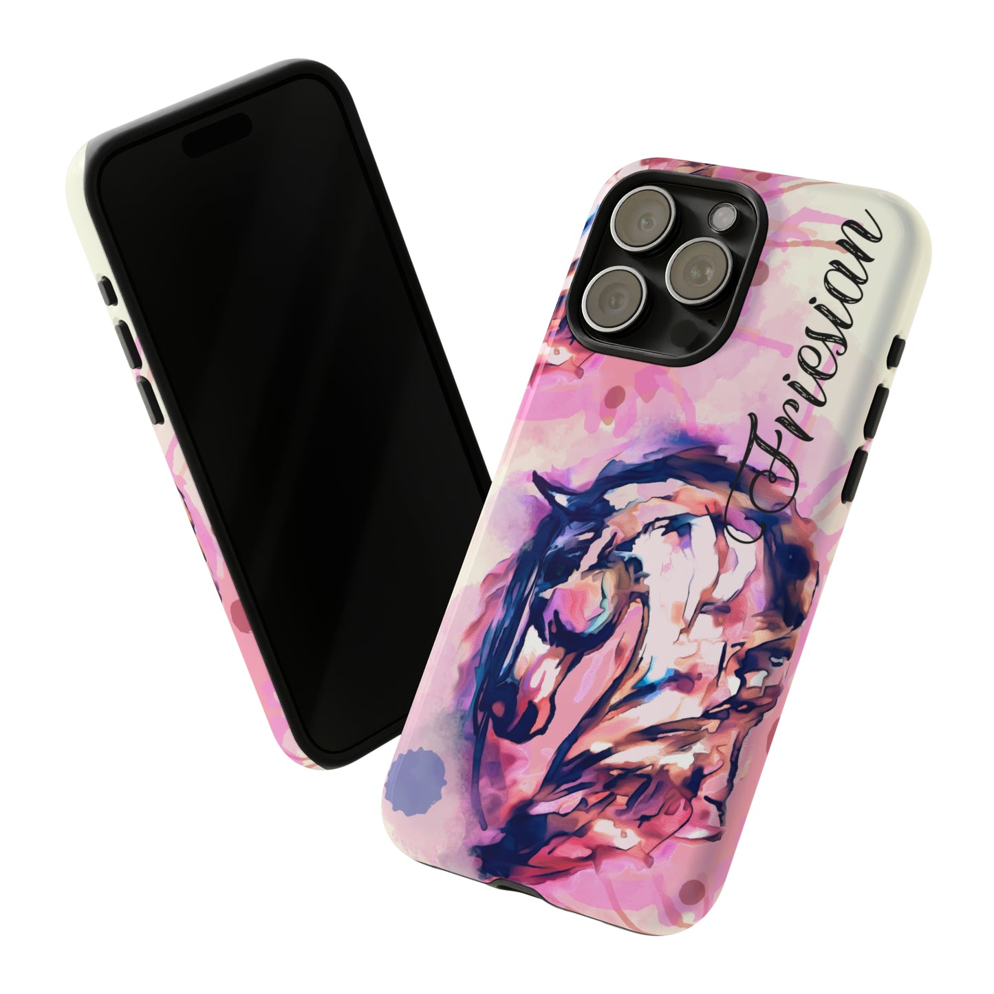 Friesian Watercolor Flower crown Horse Horse Lover Gift Study Tough Case Phone Case.
