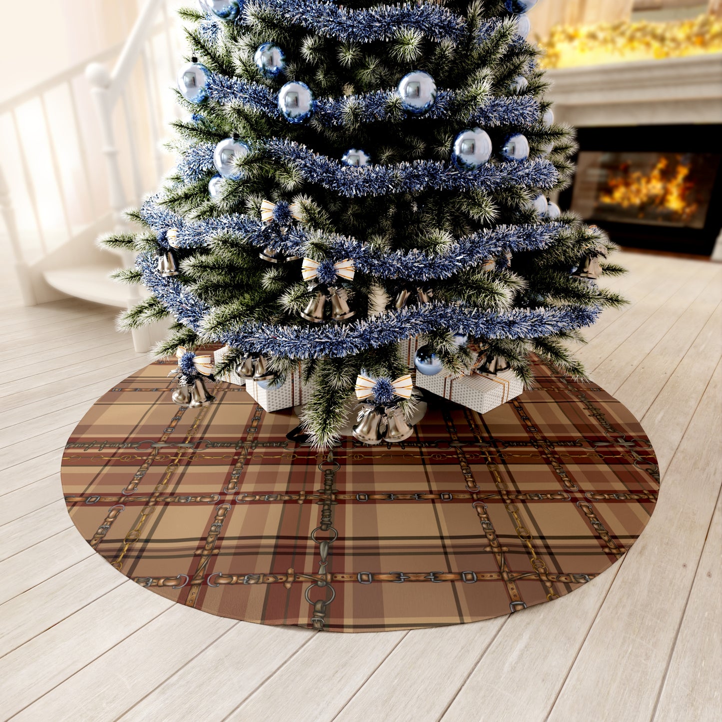 Farm House Equestrian Plaid Round Tree Skirt
