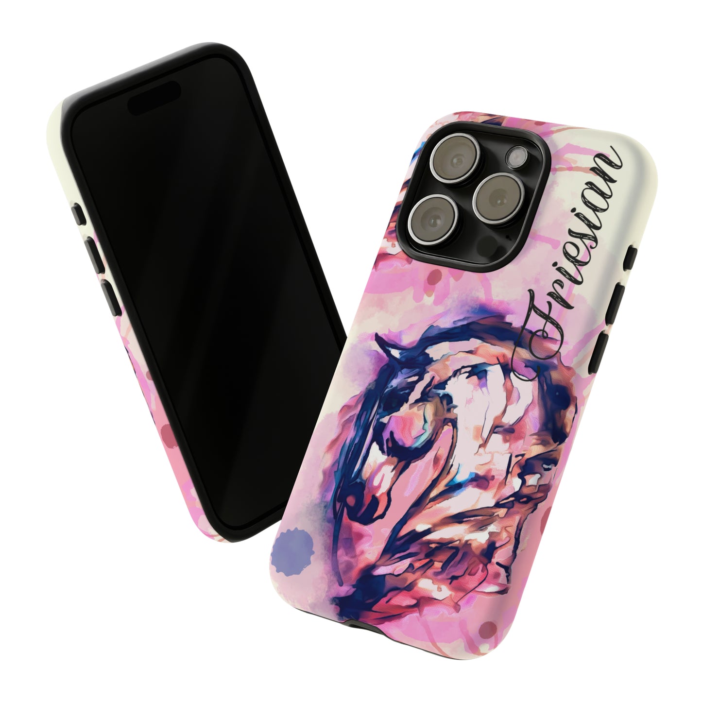Friesian Watercolor Flower crown Horse Horse Lover Gift Study Tough Case Phone Case.