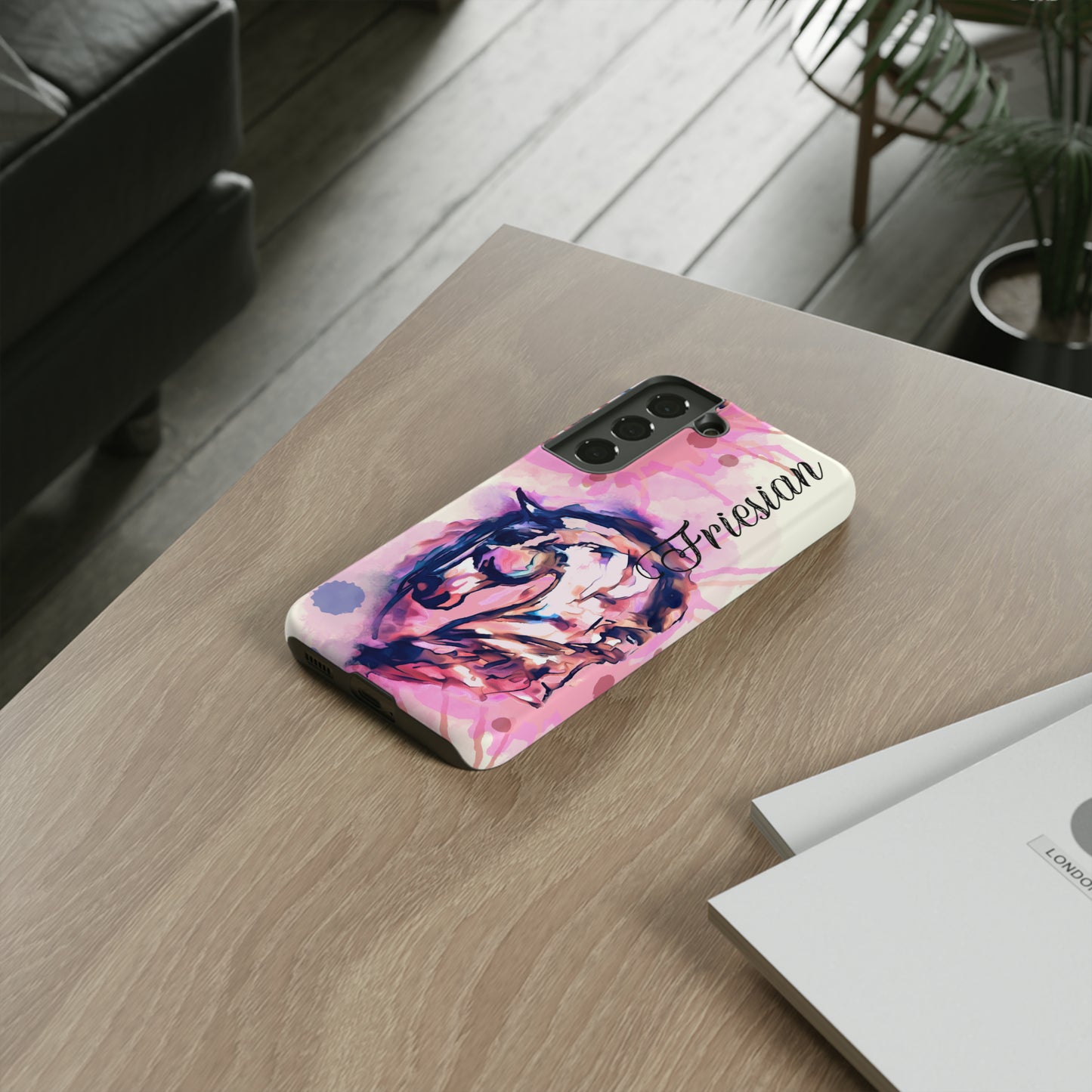 Friesian Watercolor Flower crown Horse Horse Lover Gift Study Tough Case Phone Case.
