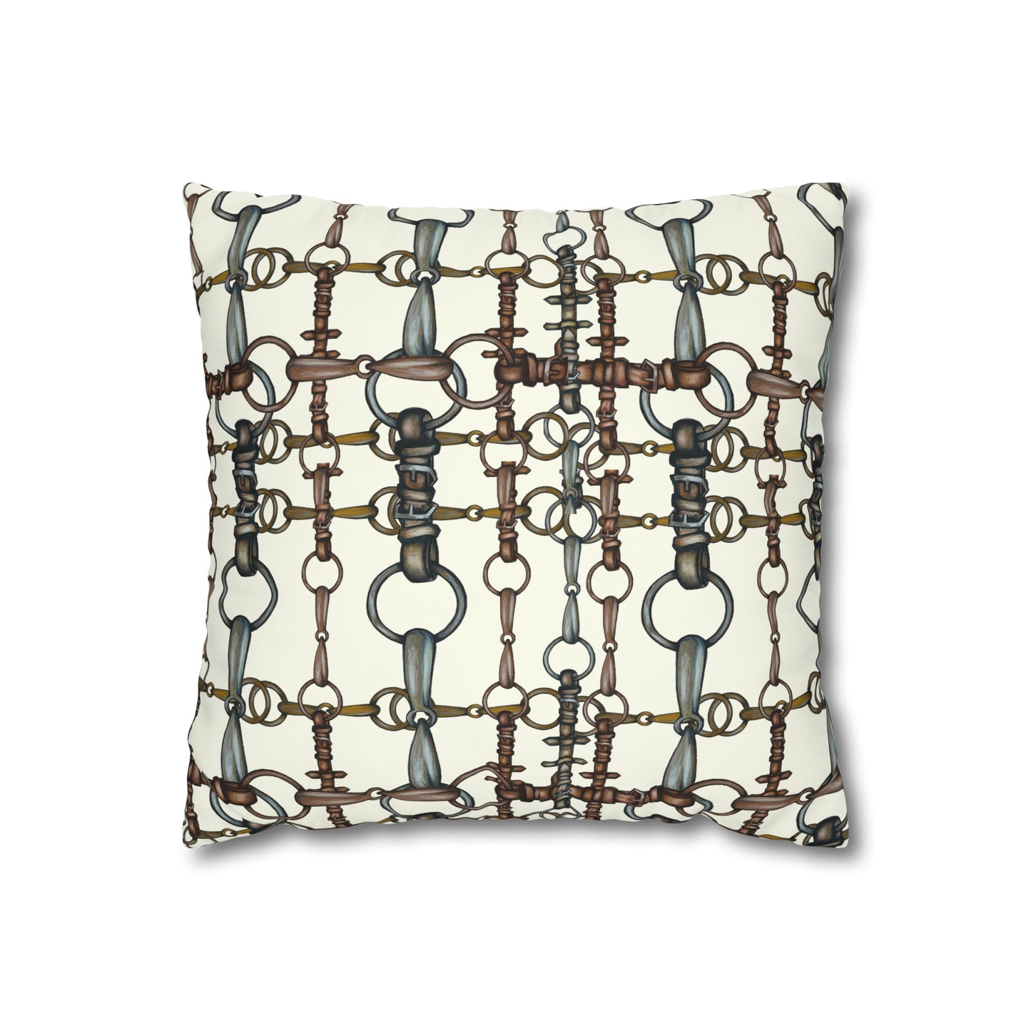 Double sided equestrian bit pattern Polyester Pillowcase 24x24