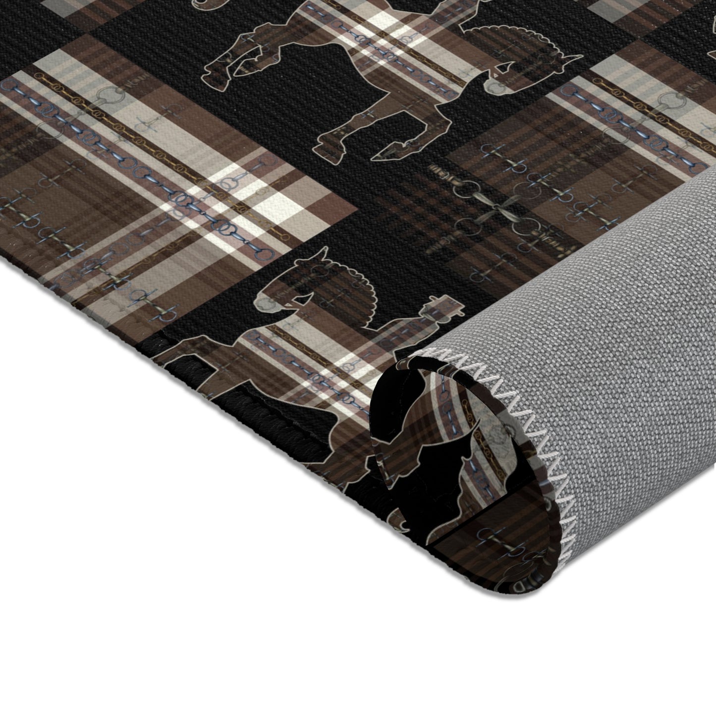 Dressage Piaffe snaffle Bit Plaid Rug - Show Stall Mat - Tack Room Rug - Horse Lovers Gift - Practice your Test Dressage Rug