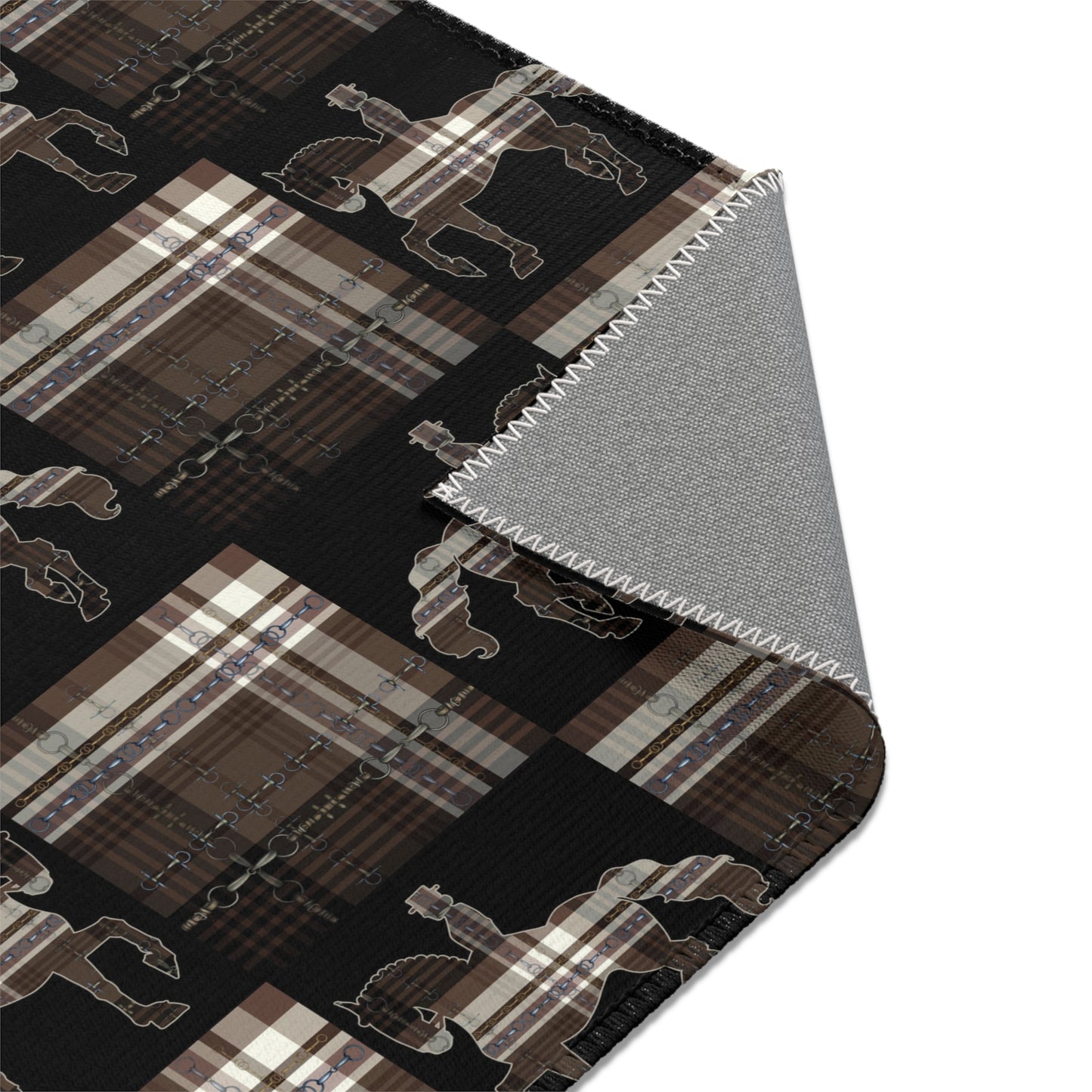 Dressage Piaffe snaffle Bit Plaid Rug - Show Stall Mat - Tack Room Rug - Horse Lovers Gift - Practice your Test Dressage Rug