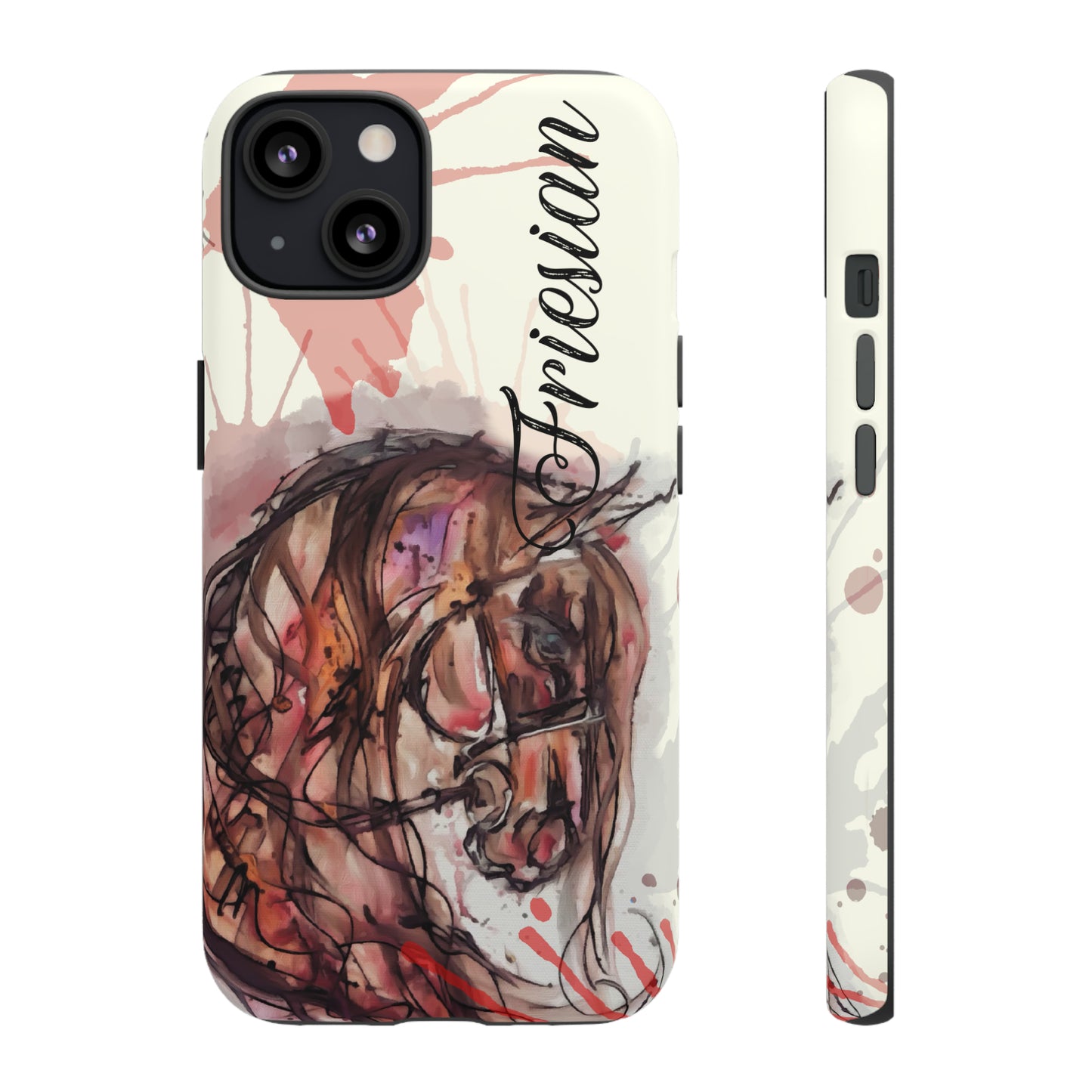 Friesian Watercolor Flower crown Horse Horse Lover Gift Study Tough Case Phone Case.