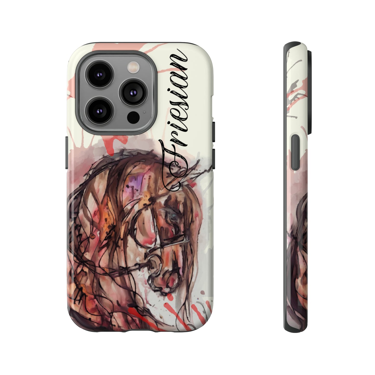 Friesian Watercolor Flower crown Horse Horse Lover Gift Study Tough Case Phone Case.