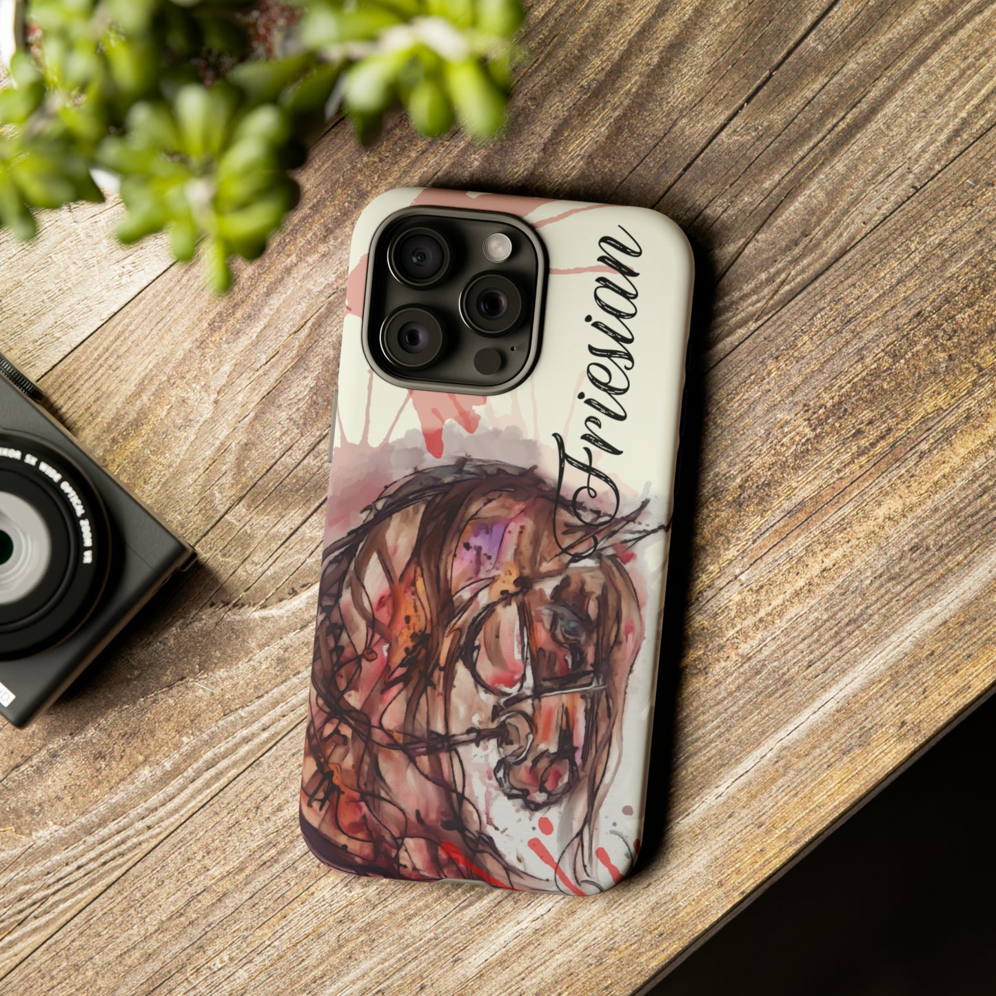 Friesian Watercolor Flower crown Horse Horse Lover Gift Study Tough Case Phone Case.