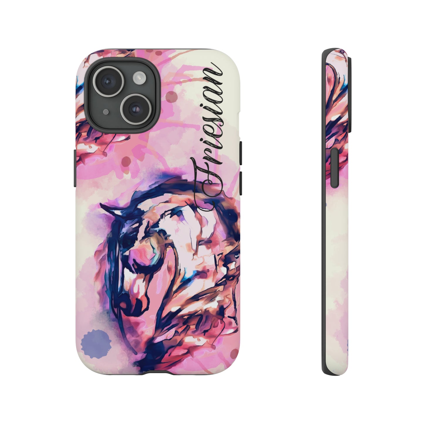 Friesian Watercolor Flower crown Horse Horse Lover Gift Study Tough Case Phone Case.