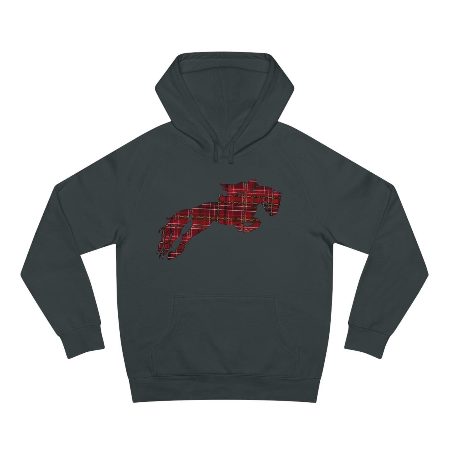 Christmas Jumping Horse Plaid "Oh What fun it is to ride" Dressage Unisex Supply Hoodie