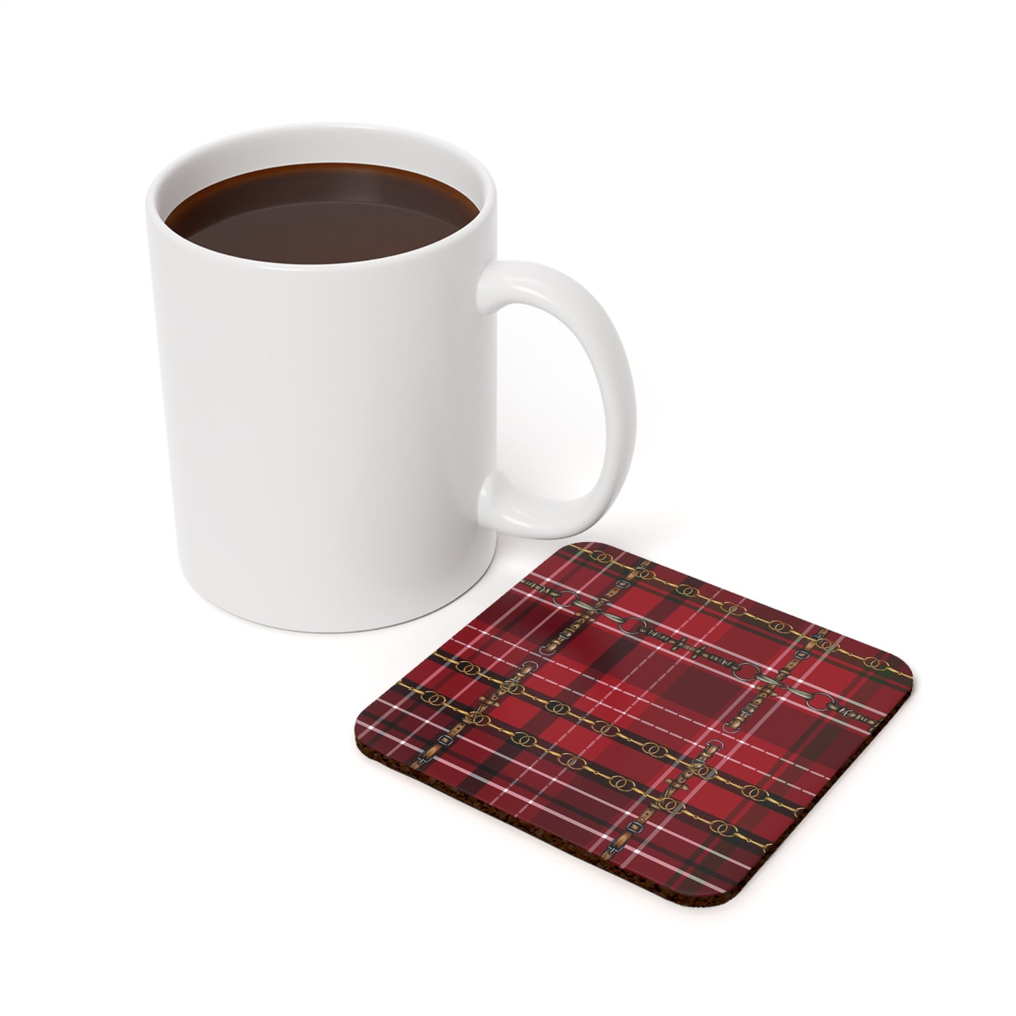 Traditional Christmas Red Cork Back Party Coasters