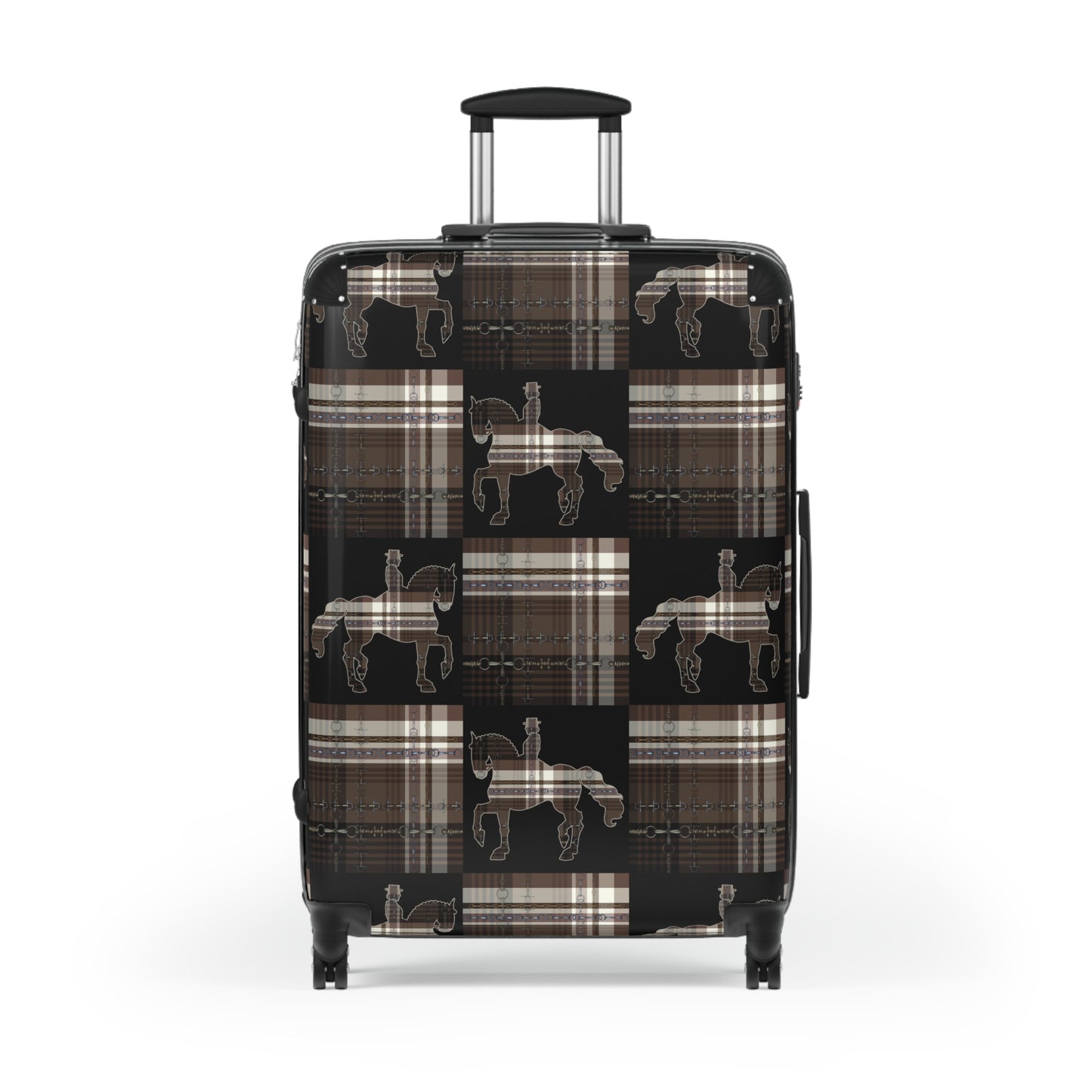 Equestrian Snaffle Bit Plaid and Reins Cabin Suitcase