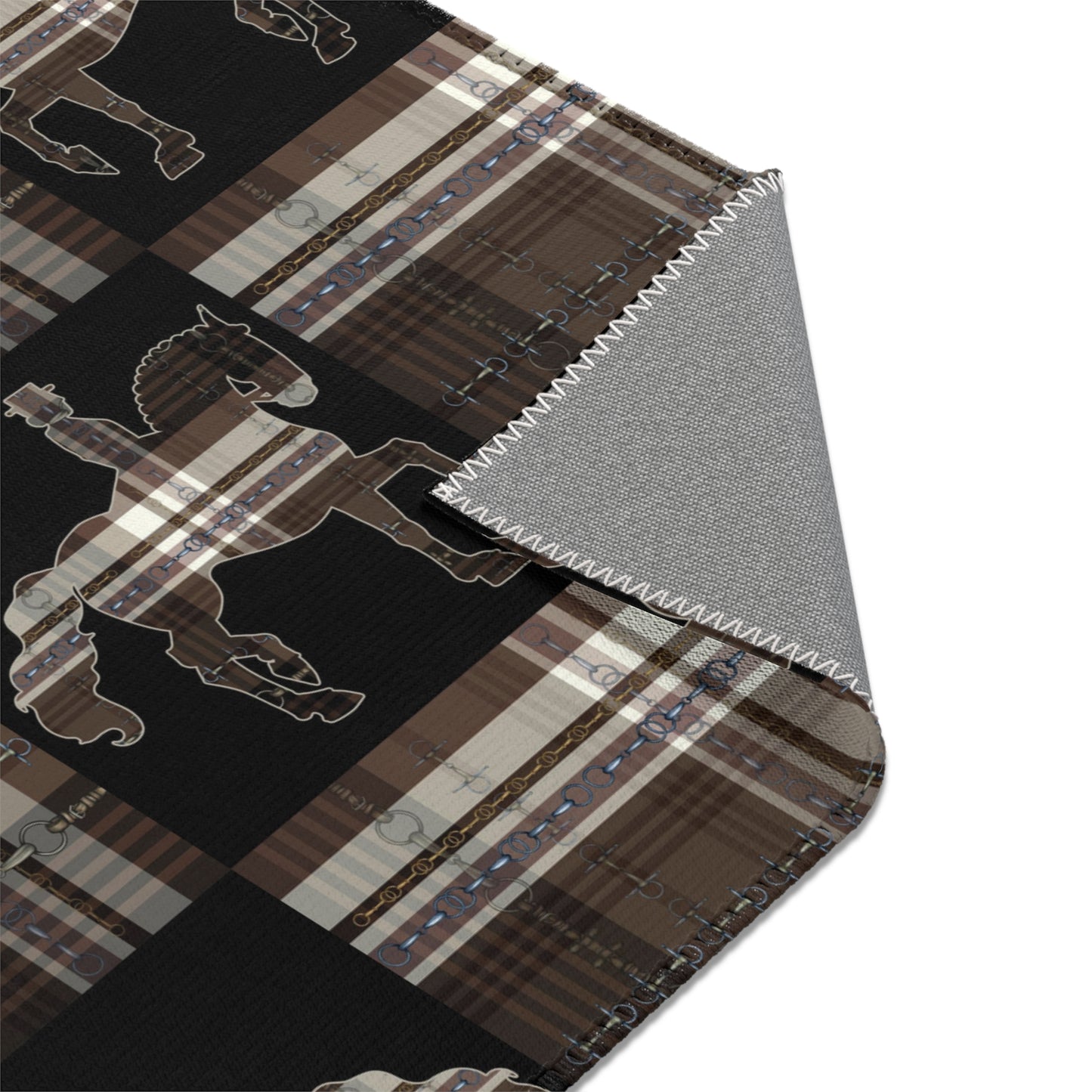 Dressage Piaffe snaffle Bit Plaid Rug - Show Stall Mat - Tack Room Rug - Horse Lovers Gift - Practice your Test Dressage Rug