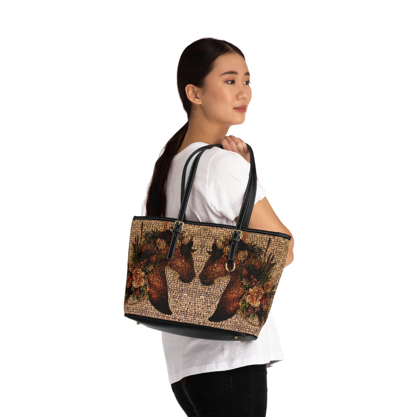 Mosaic Artistic Equestrian Dressage PU Leather Shoulder Bag