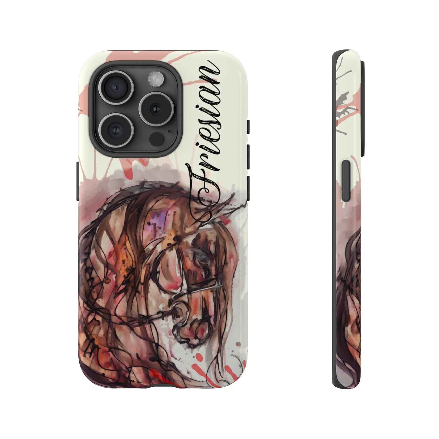 Friesian Watercolor Flower crown Horse Horse Lover Gift Study Tough Case Phone Case.