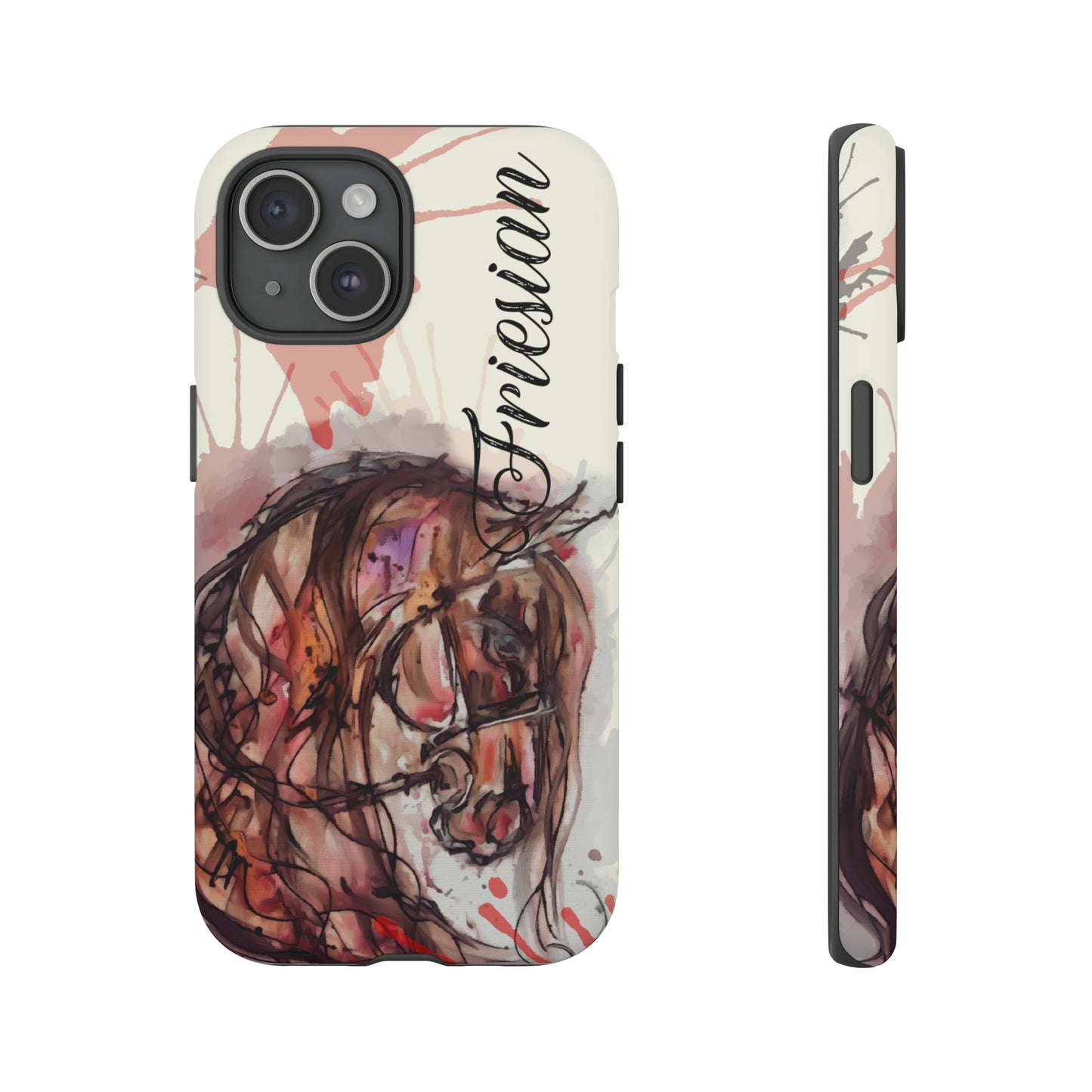 Friesian Watercolor Flower crown Horse Horse Lover Gift Study Tough Case Phone Case.