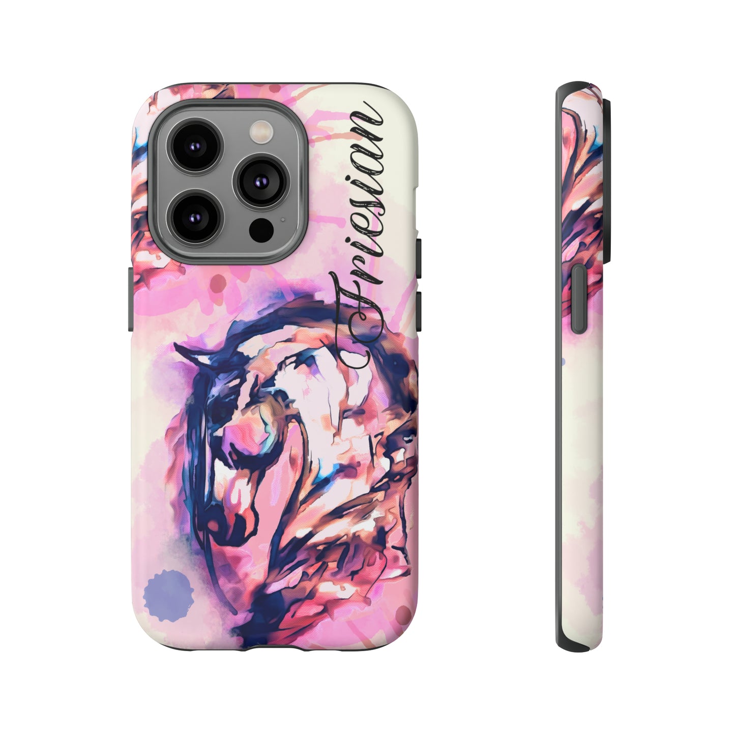 Friesian Watercolor Flower crown Horse Horse Lover Gift Study Tough Case Phone Case.