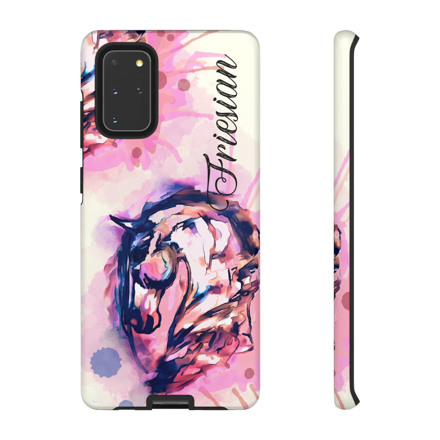 Friesian Watercolor Flower crown Horse Horse Lover Gift Study Tough Case Phone Case.