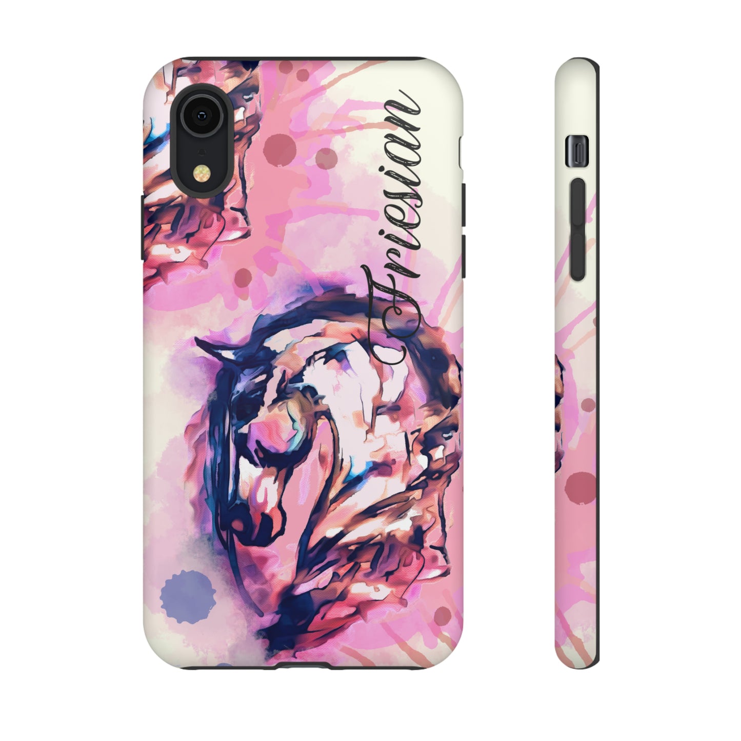 Friesian Watercolor Flower crown Horse Horse Lover Gift Study Tough Case Phone Case.
